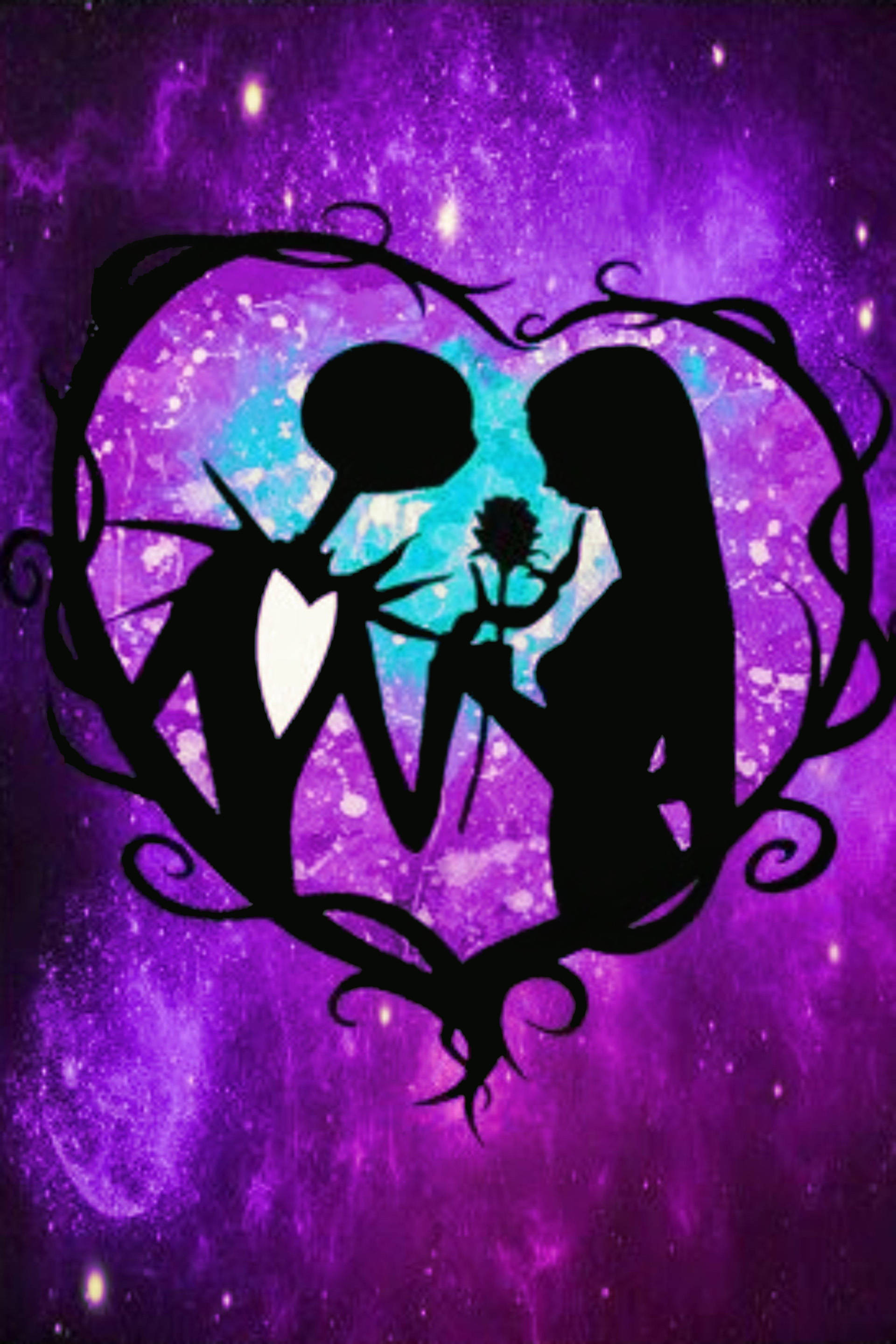 Jack And Sally, purple, cosmic purple galaxy, 2K Phone Wallpaper