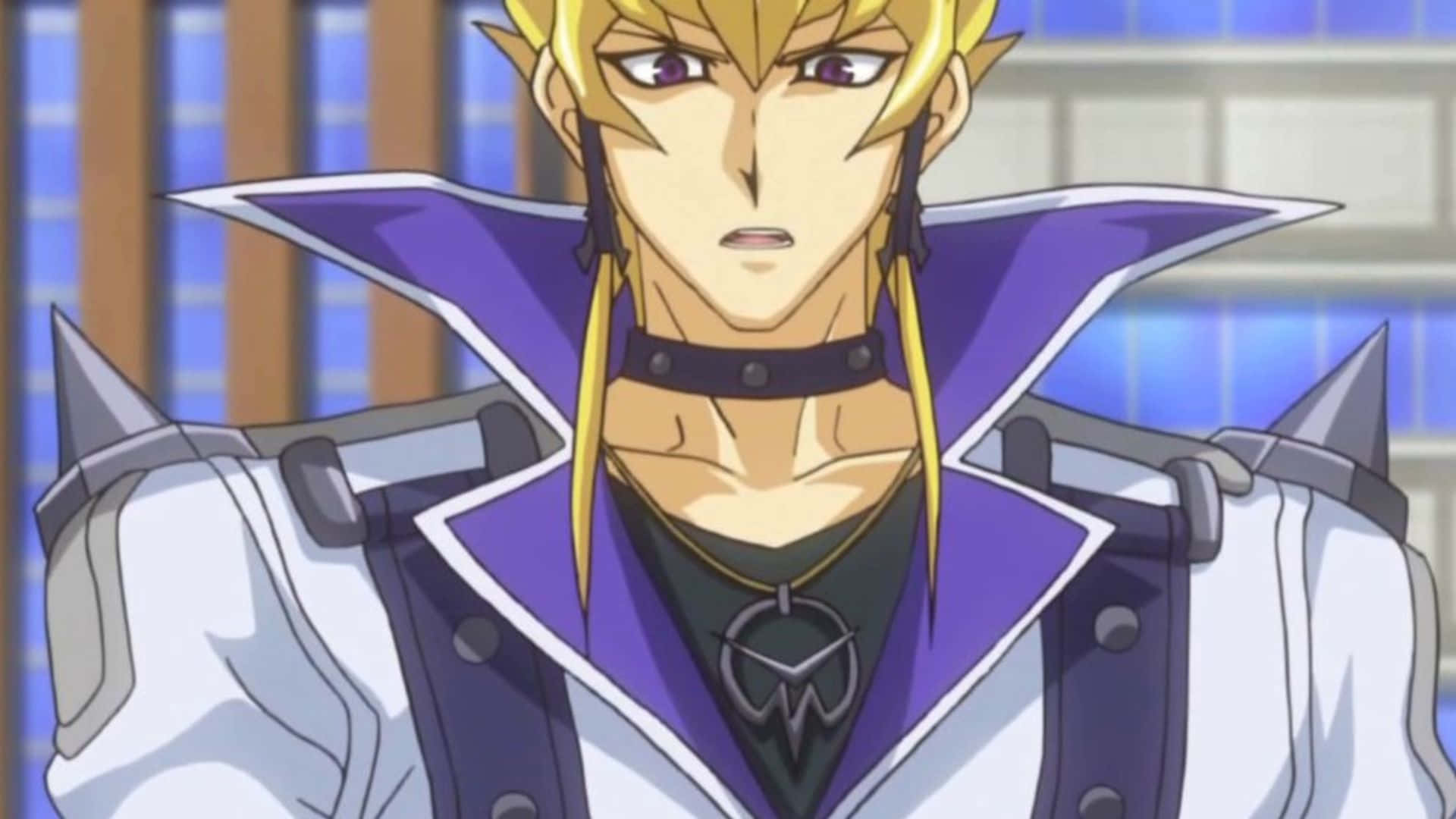 Jack Atlas, spiky blonde hair, purple outfit, Full HD Desktop Wallpaper