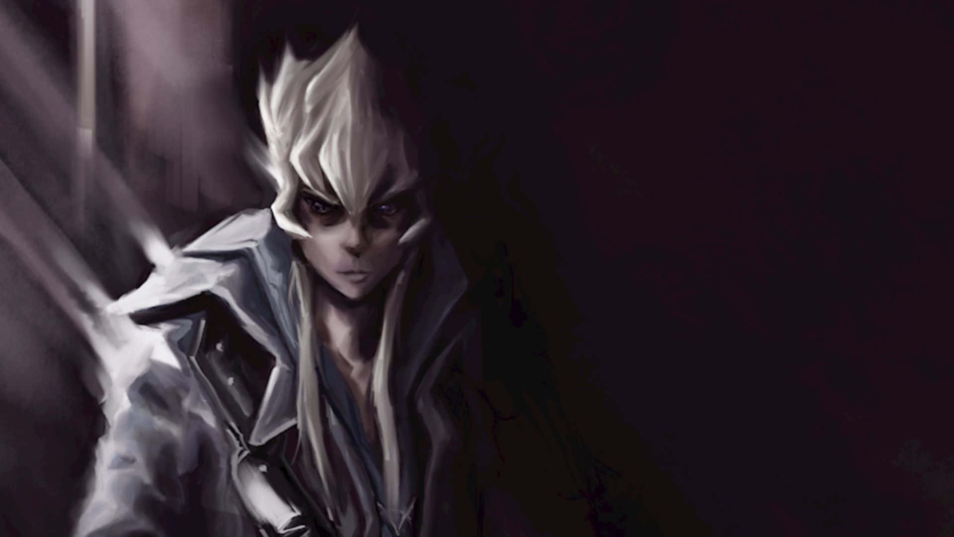 Jack Atlas, spiky white hair, glowing eyes, Full HD Desktop Wallpaper