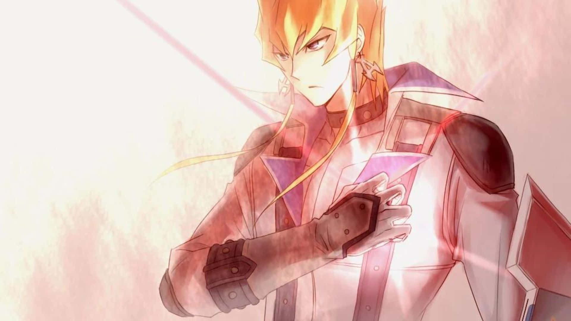 Jack Atlas, spiky orange hair, glowing card, Full HD Desktop Wallpaper