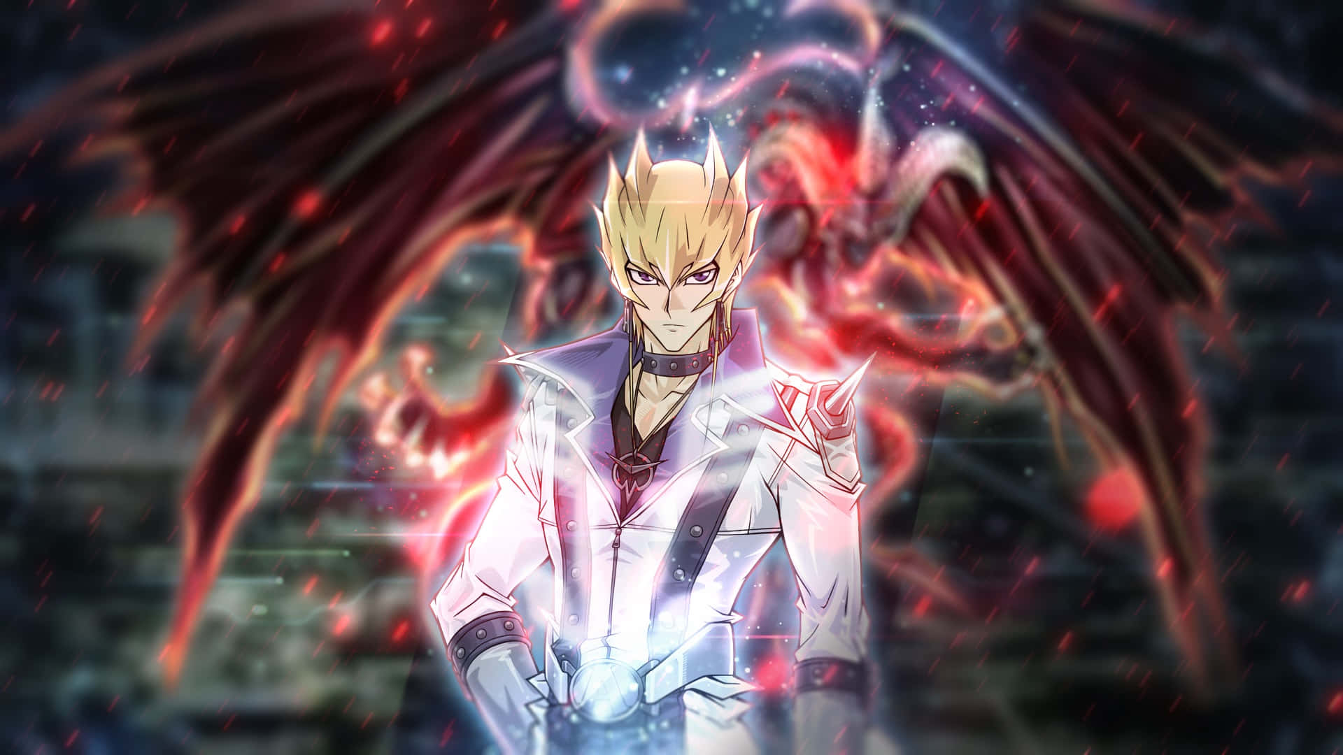Jack Atlas, white armor, red dragon, Full HD Desktop Wallpaper