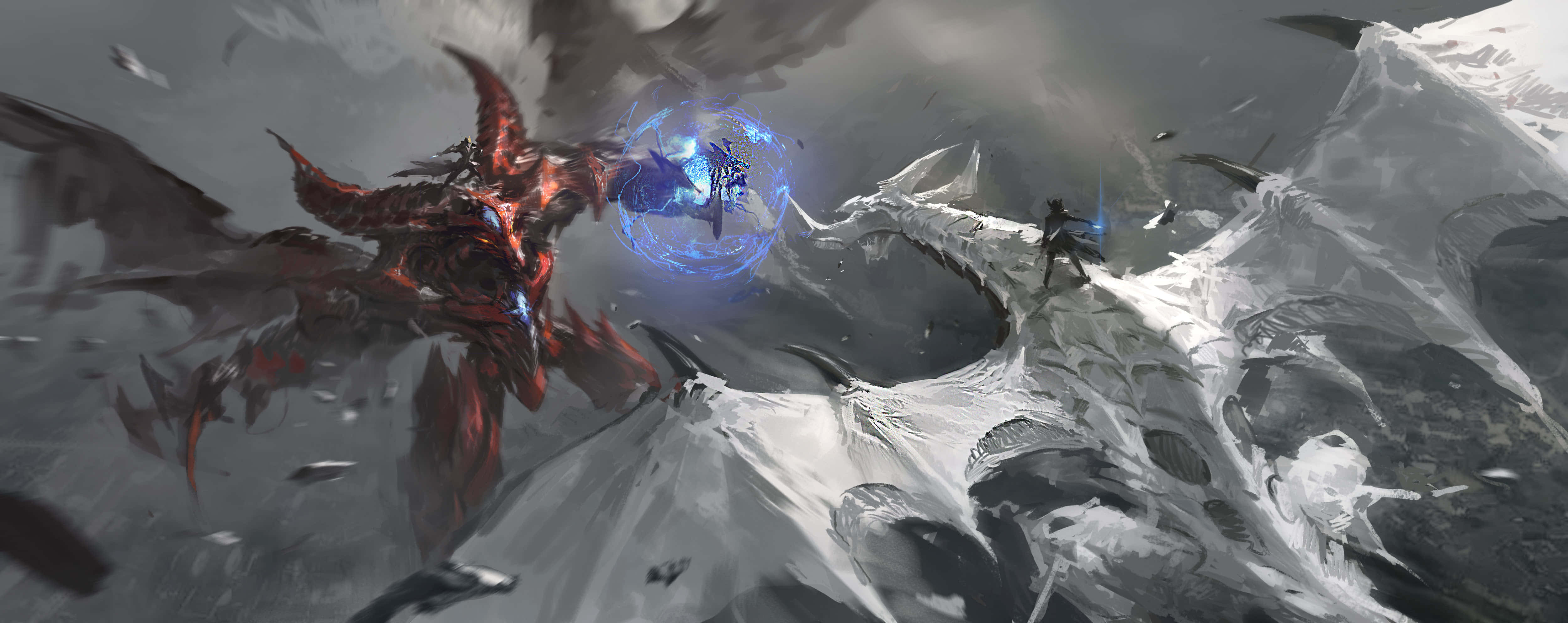 Jack Atlas, 5000 x 1985, red dragon, 4K Desktop Wallpaper