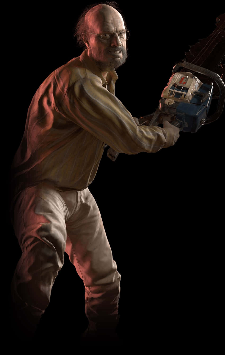 Jack Baker, chainsaw, bald man, HD Phone Wallpaper