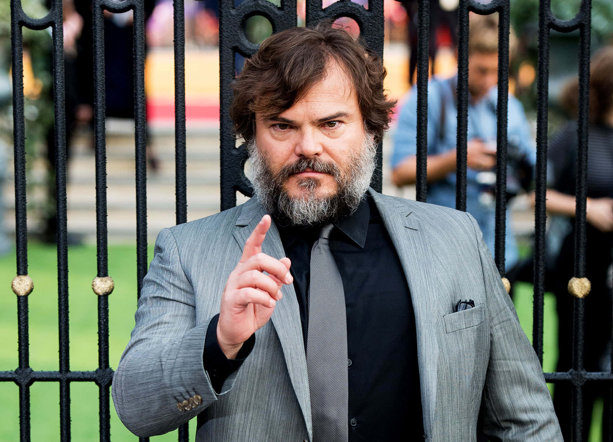 jack black, gray suit, graying beard, Full HD Desktop Wallpaper