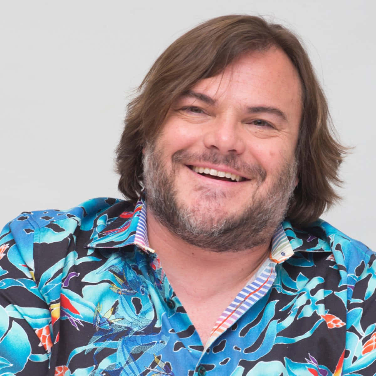 Jack Black, vibrant blue floral shirt, beard, SD Desktop Wallpaper