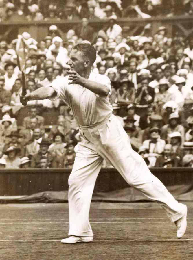 Jack Crawford, Australian Tennis Player, vintage sepia-toned photo, SD Phone Wallpaper