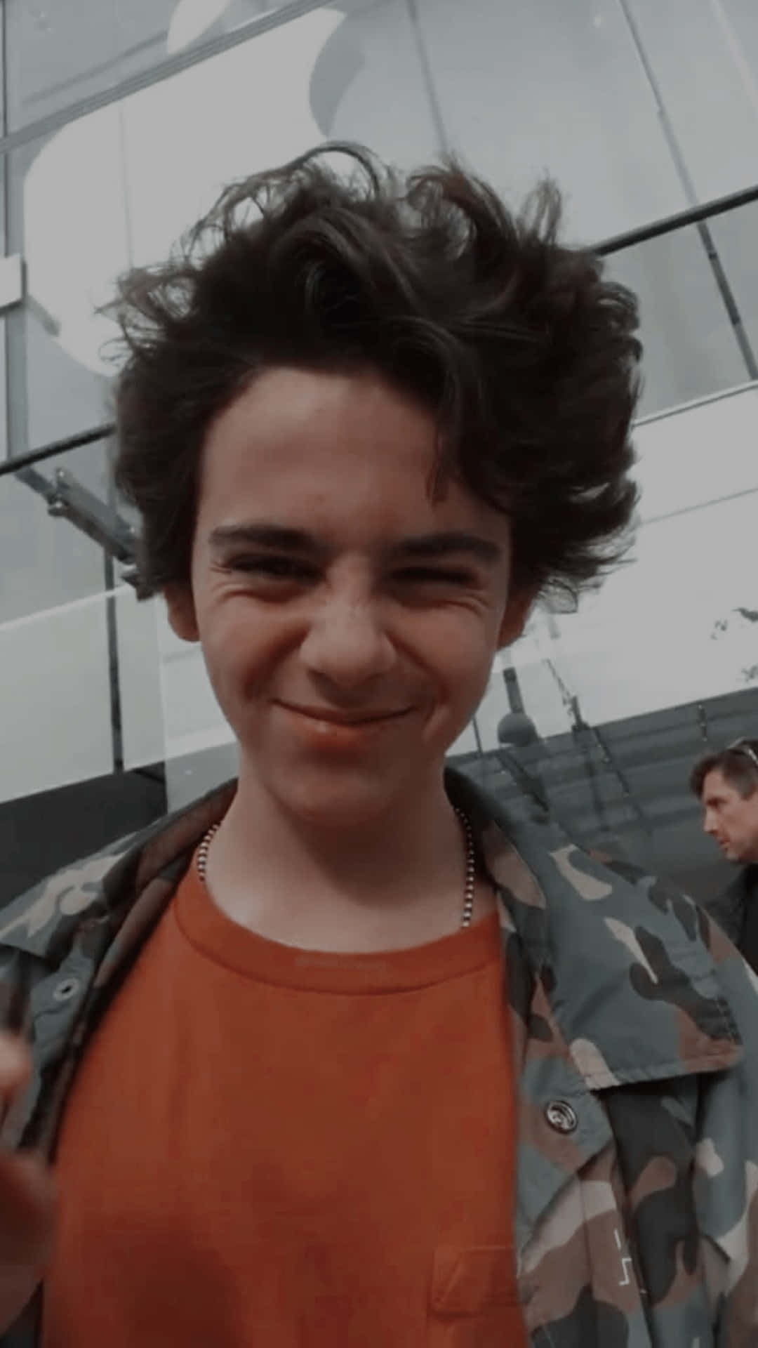 Jack Dylan Grazer, orange shirt, camouflage jacket, Full HD Phone Wallpaper