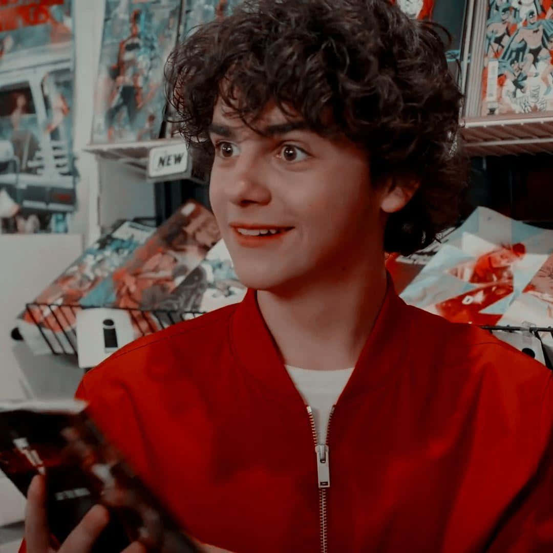 Jack Dylan Grazer, red jacket, comic store, SD Desktop Wallpaper