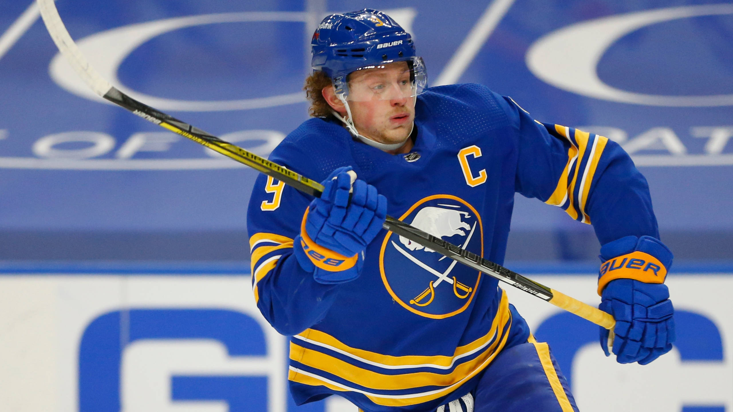 Jack Eichel, blue Buffalo Sabres jersey, captain's 'C', 2K Desktop Wallpaper