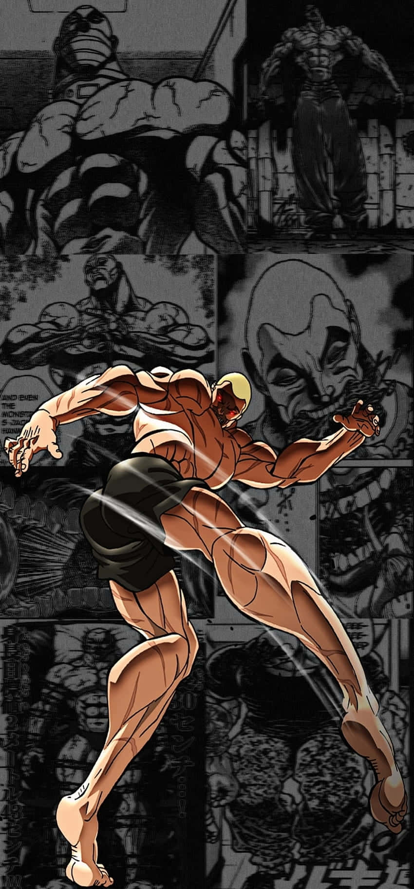 Jack Hanma, muscular anime fighter, midair strike, HD Phone Wallpaper