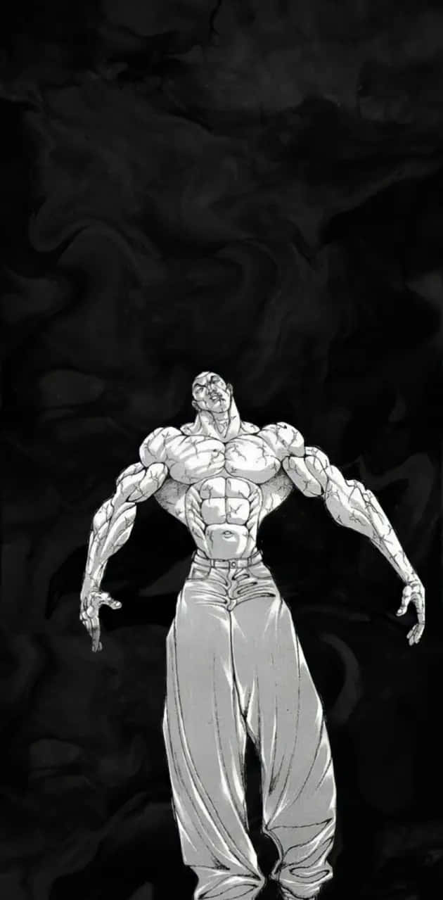 Jack Hanma, muscled anime character, monochrome, SD Phone Wallpaper