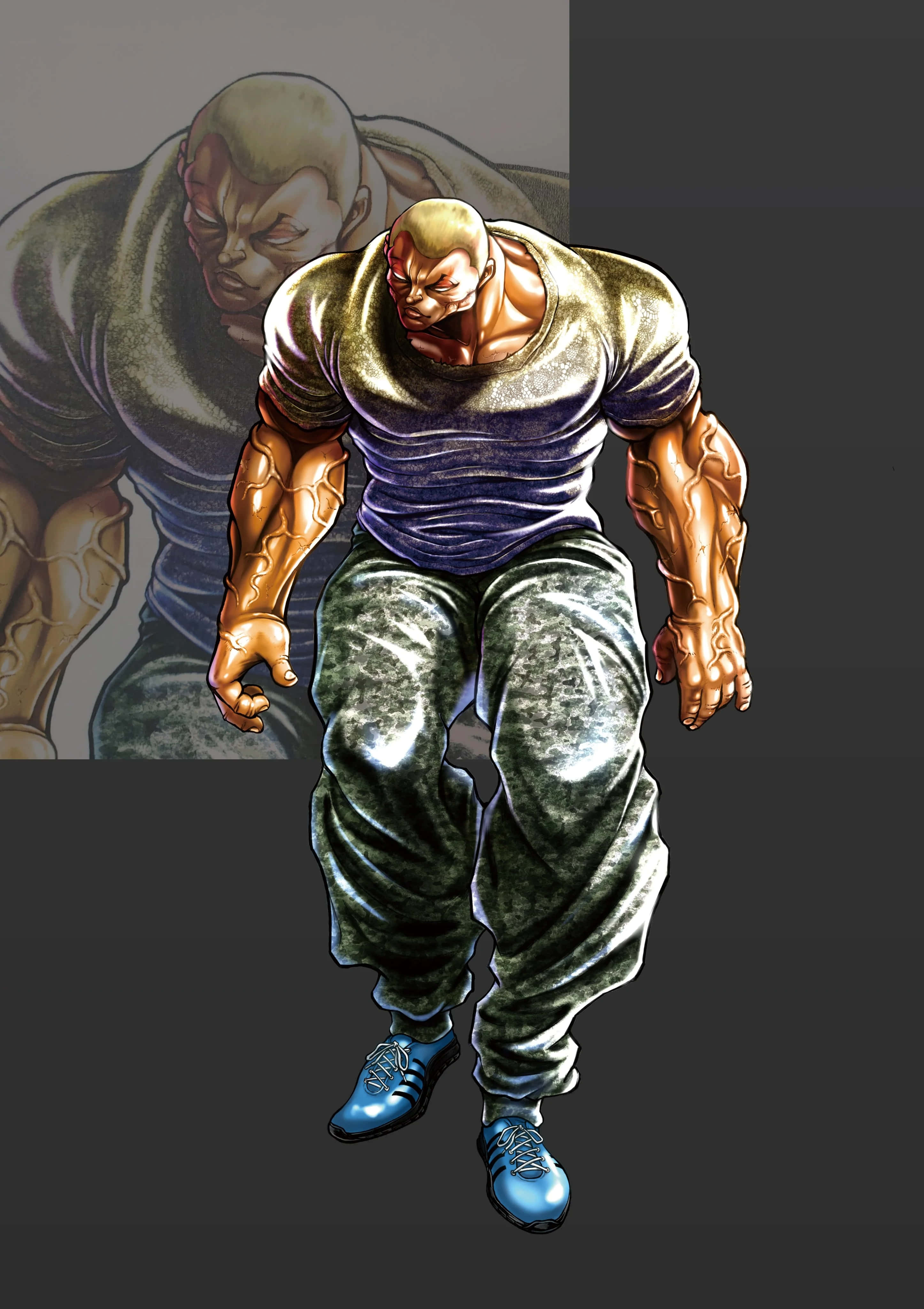 Jack Hanma, muscular anime character, bald man, 4K Phone Wallpaper