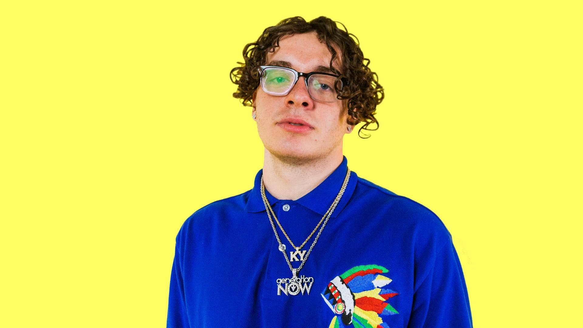 Jack Harlow, yellow, blue polo shirt, Full HD Desktop Wallpaper