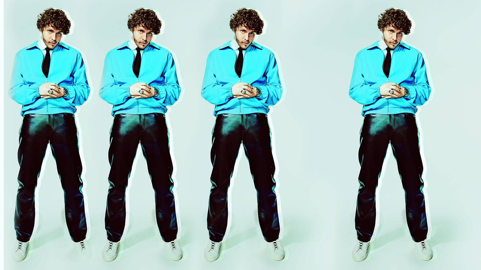 Jack Harlow, bright blue shirt, black pants, Full HD Desktop Wallpaper