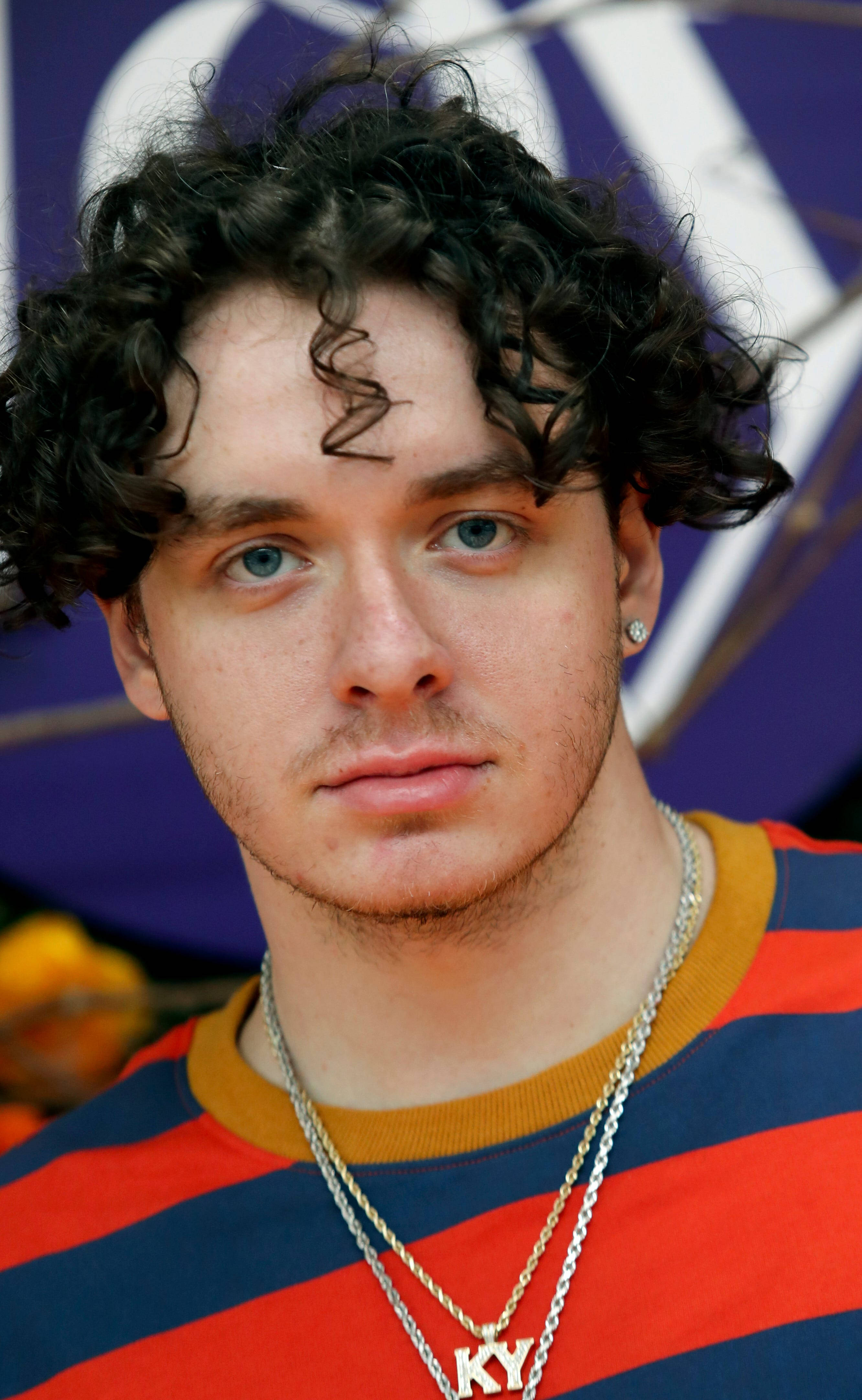Jack Harlow, curly dark hair, blue eyes, 4K Phone Wallpaper