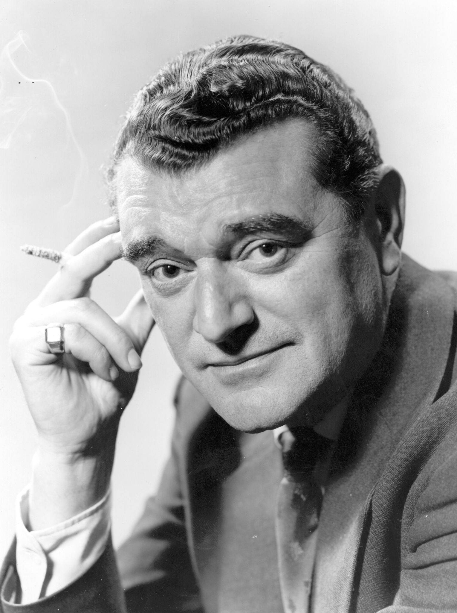 Jack Hawkins, 1955, black and white portrait, Full HD Phone Wallpaper