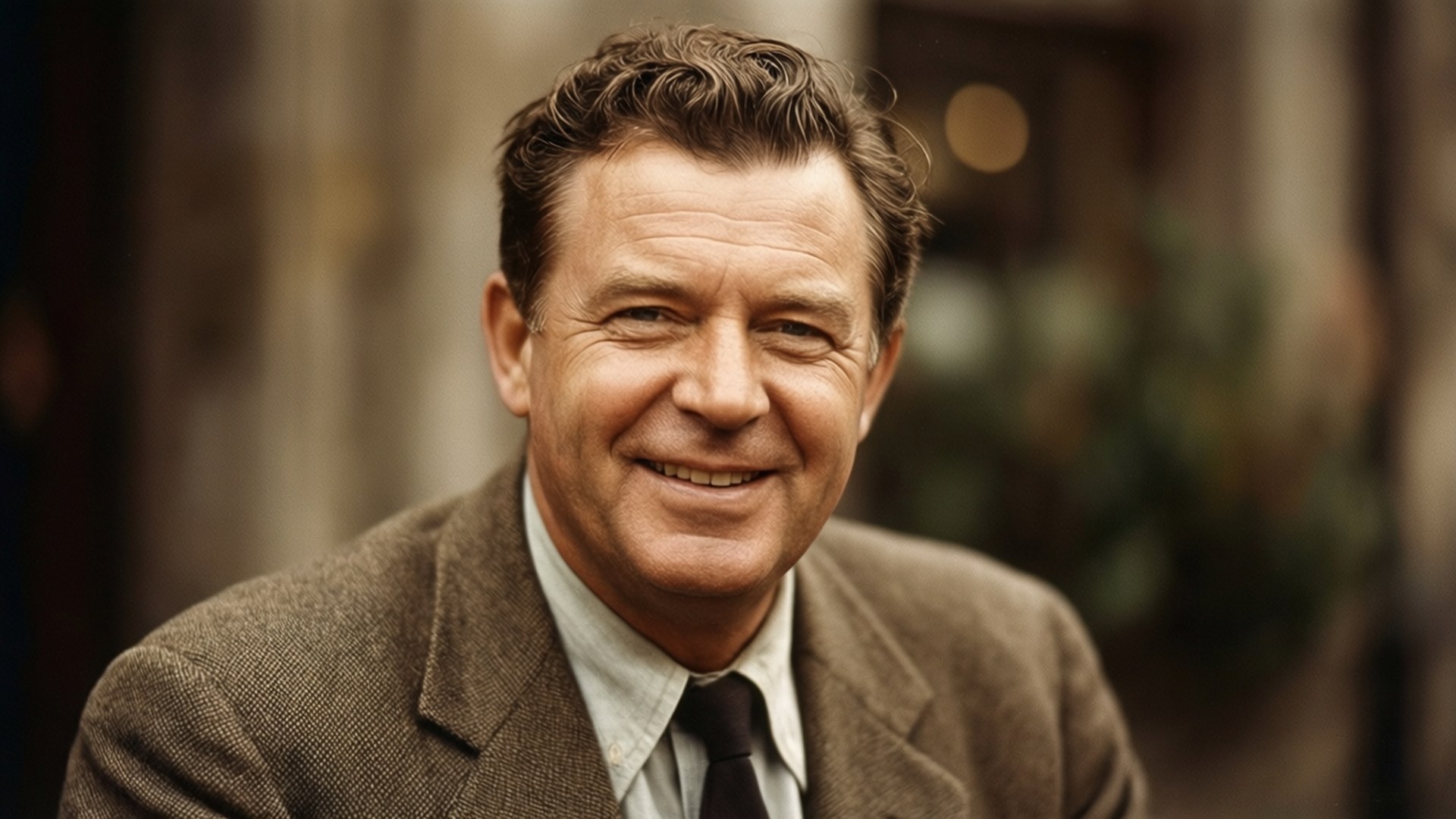 Jack Hawkins, vintage photo, smiling, Full HD Desktop Wallpaper