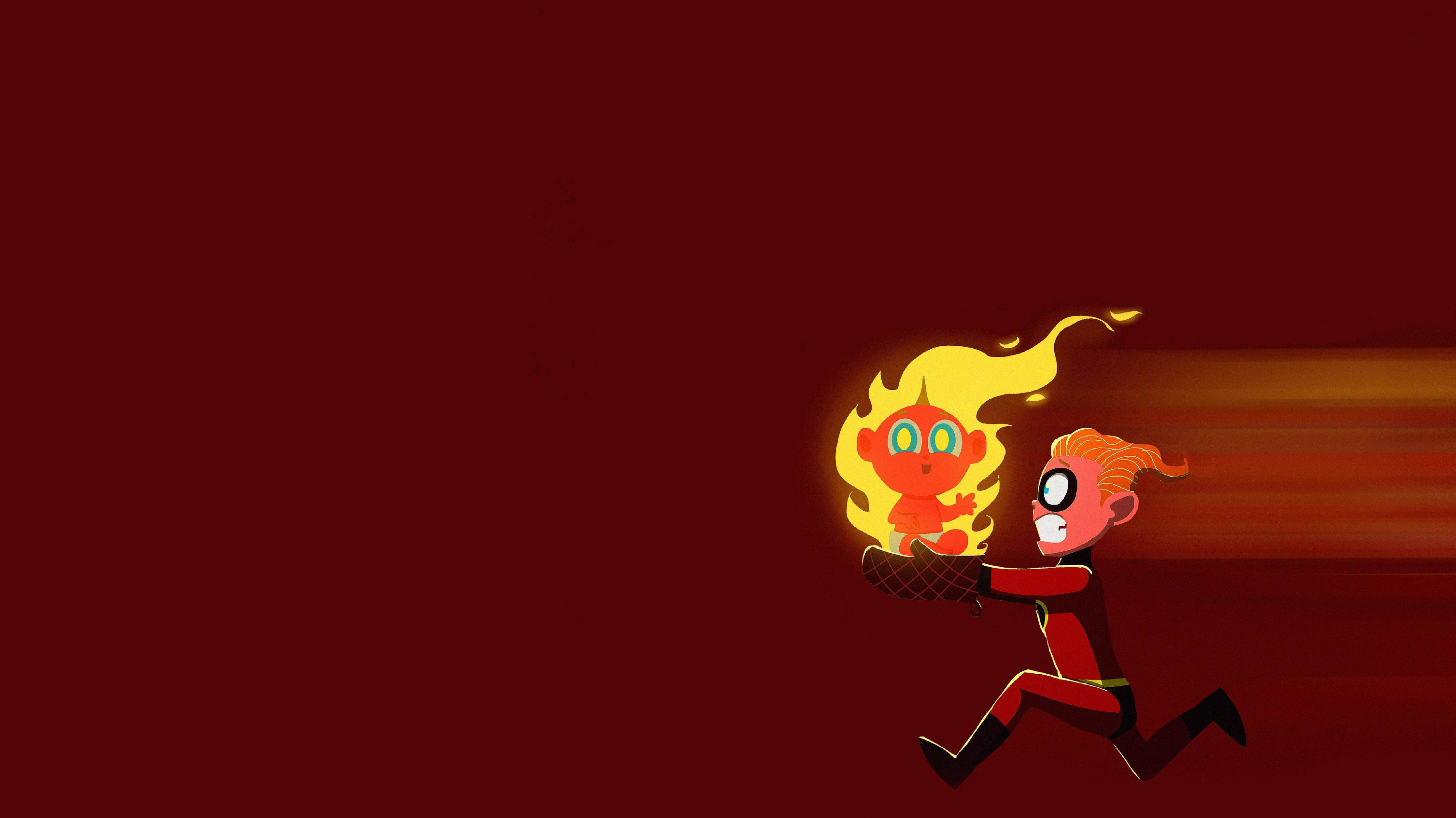 Jack Jack, red, glowing fiery creature, 5K Desktop Wallpaper