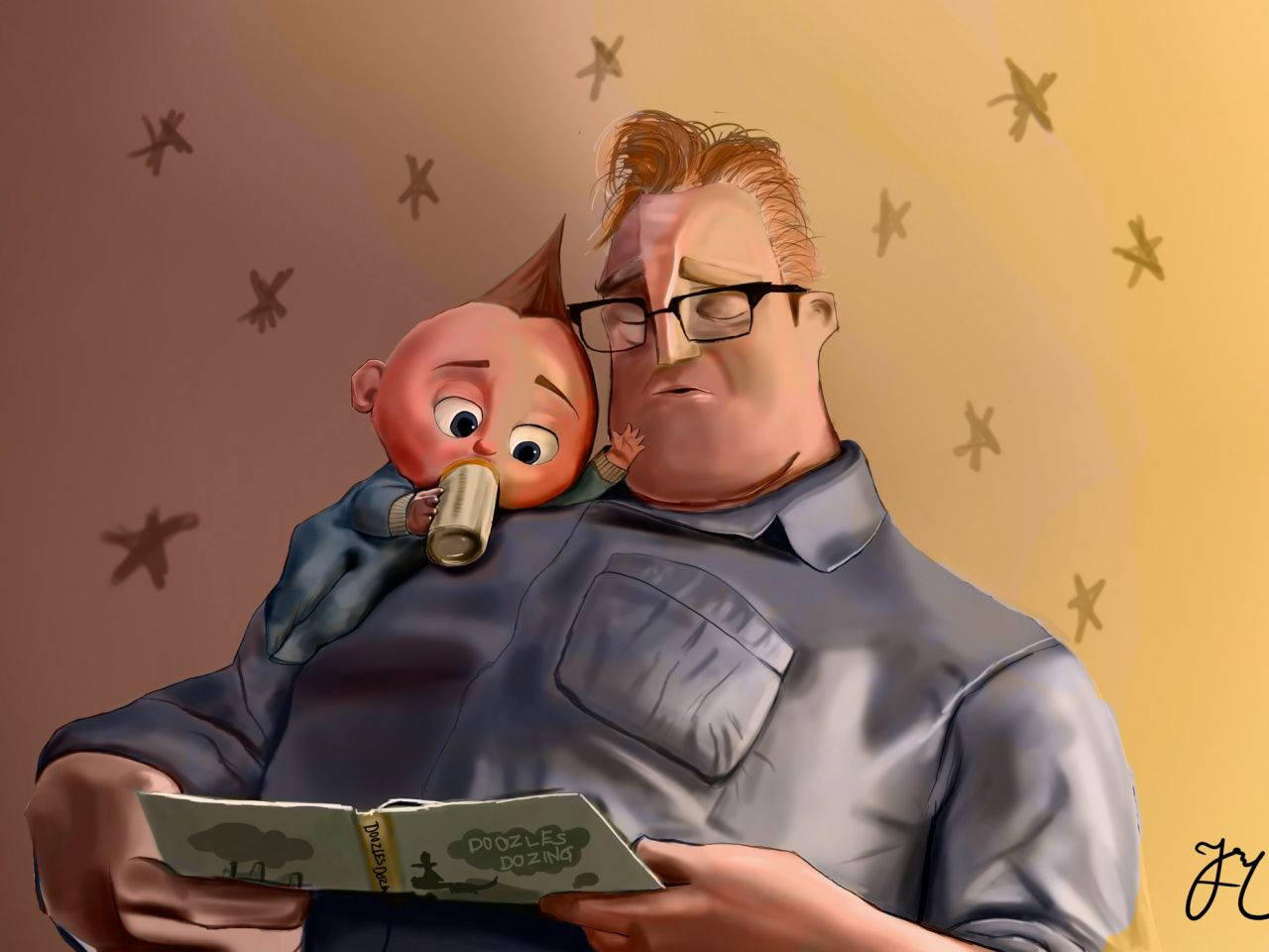 Jack Jack, glasses, book, HD Desktop Wallpaper