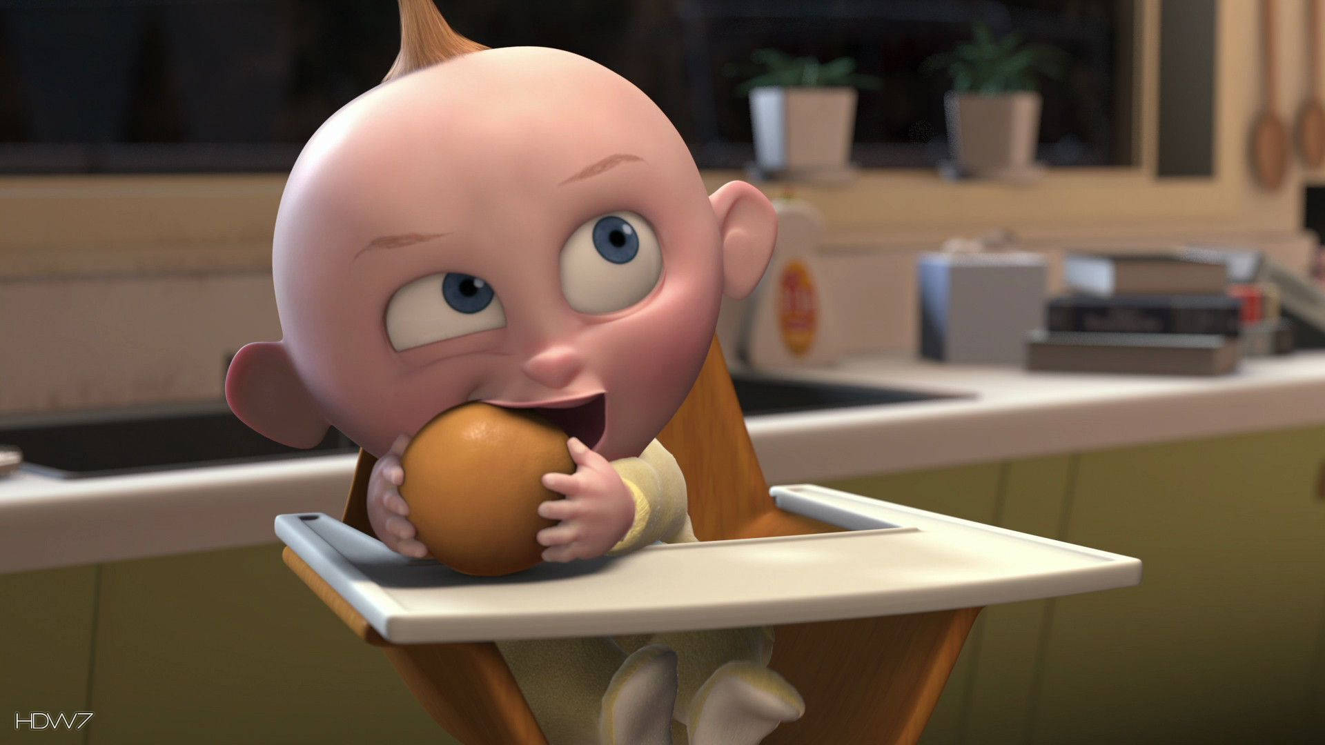 Jack Jack, apple, high chair, Full HD Desktop Wallpaper