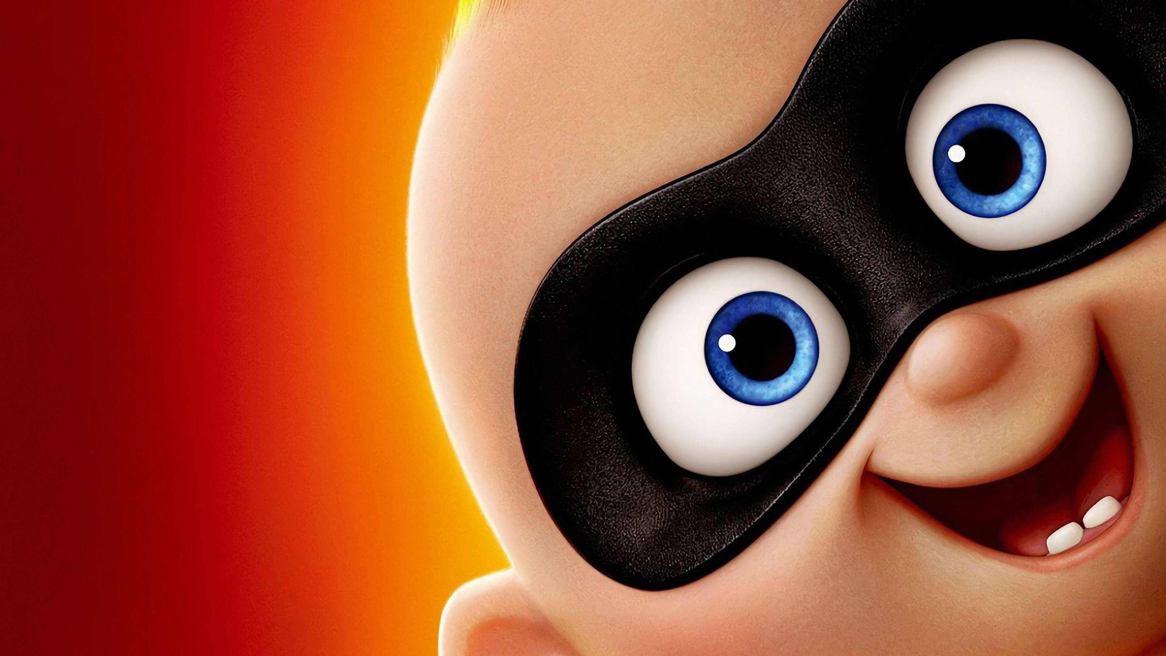 Jack Jack, bright blue eyes, black mask, 4K Desktop Wallpaper
