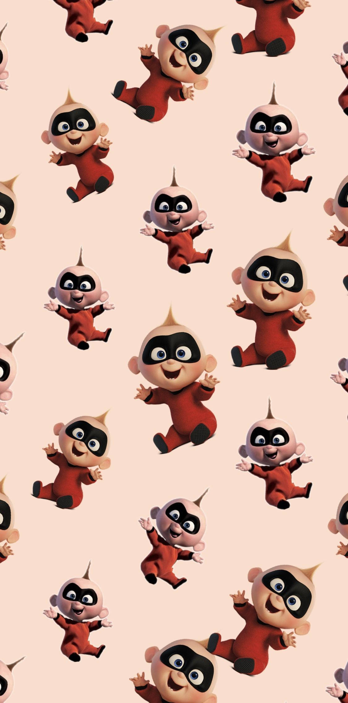 Jack Jack, red suits, soft pink background, Full HD Phone Wallpaper
