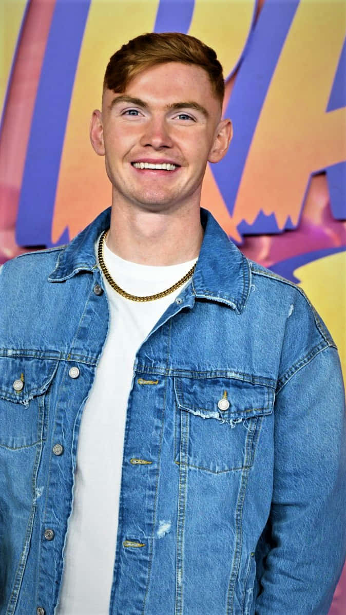 Jack Keating, blue denim jacket, vibrant abstract background, SD Phone Wallpaper