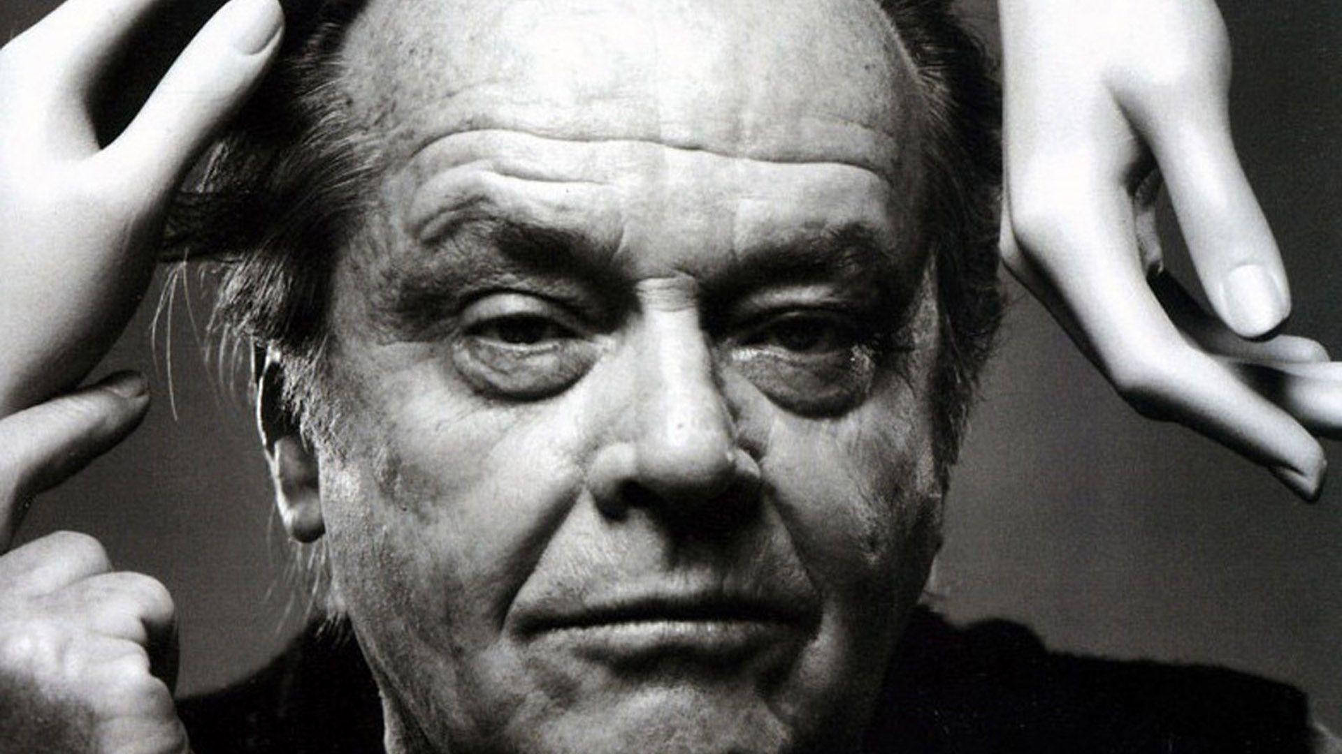 Jack Nicholson, black and white portrait, dramatic lighting, Full HD Desktop Wallpaper