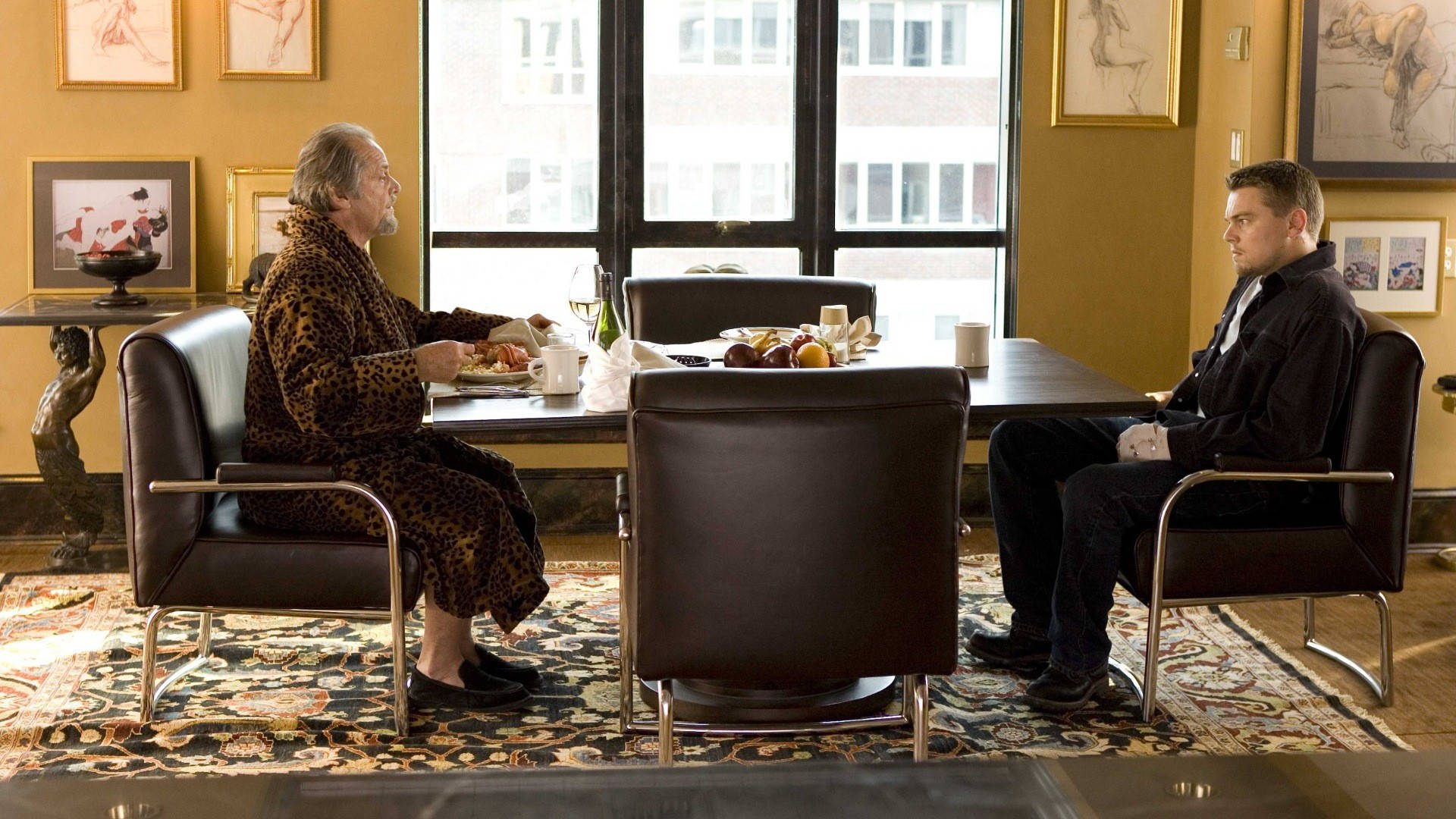 Jack Nicholson, dining table, warmly lit room, Full HD Desktop Wallpaper