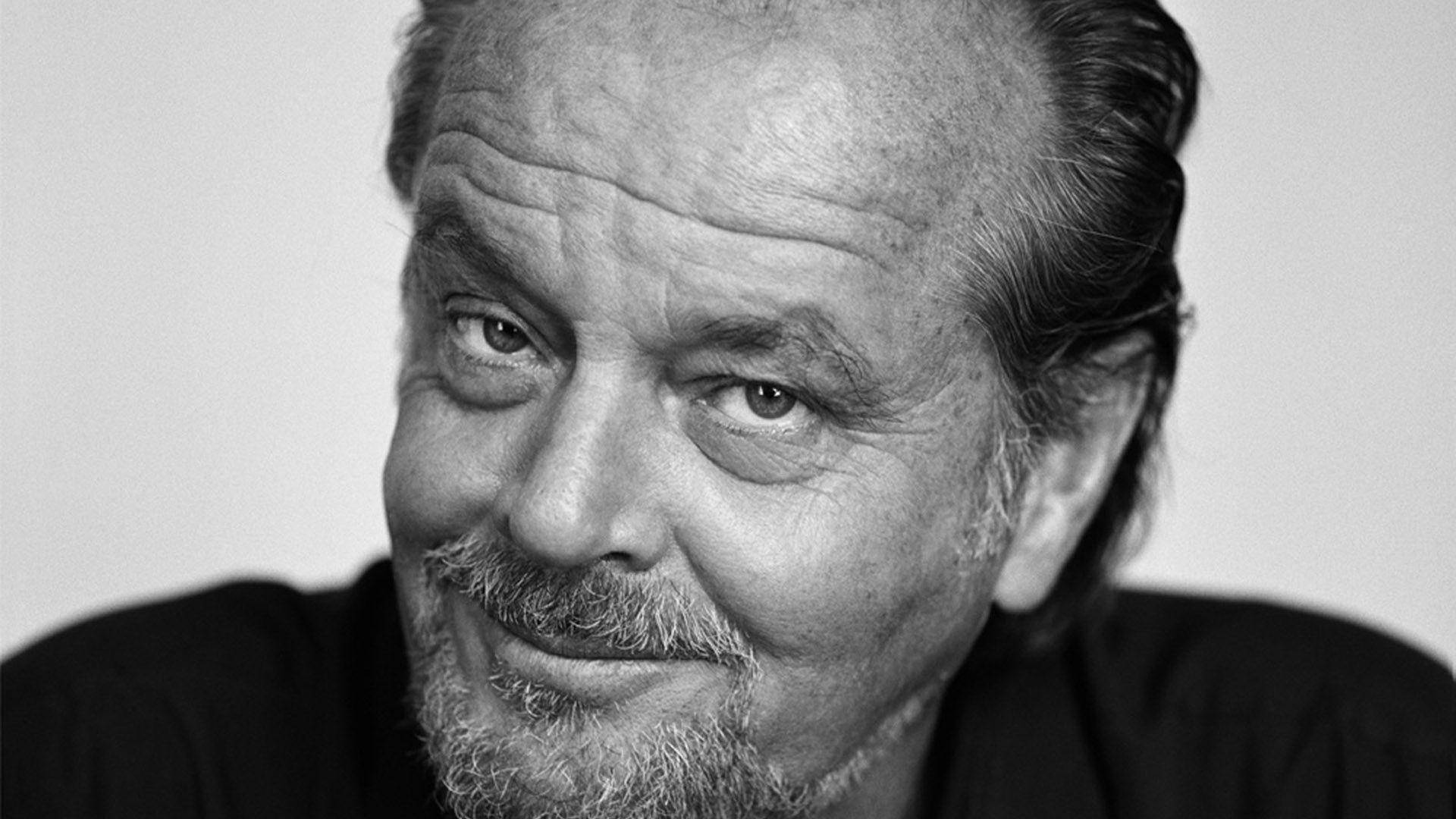 Jack Nicholson, black and white portrait, deep wrinkles, Full HD Desktop Wallpaper