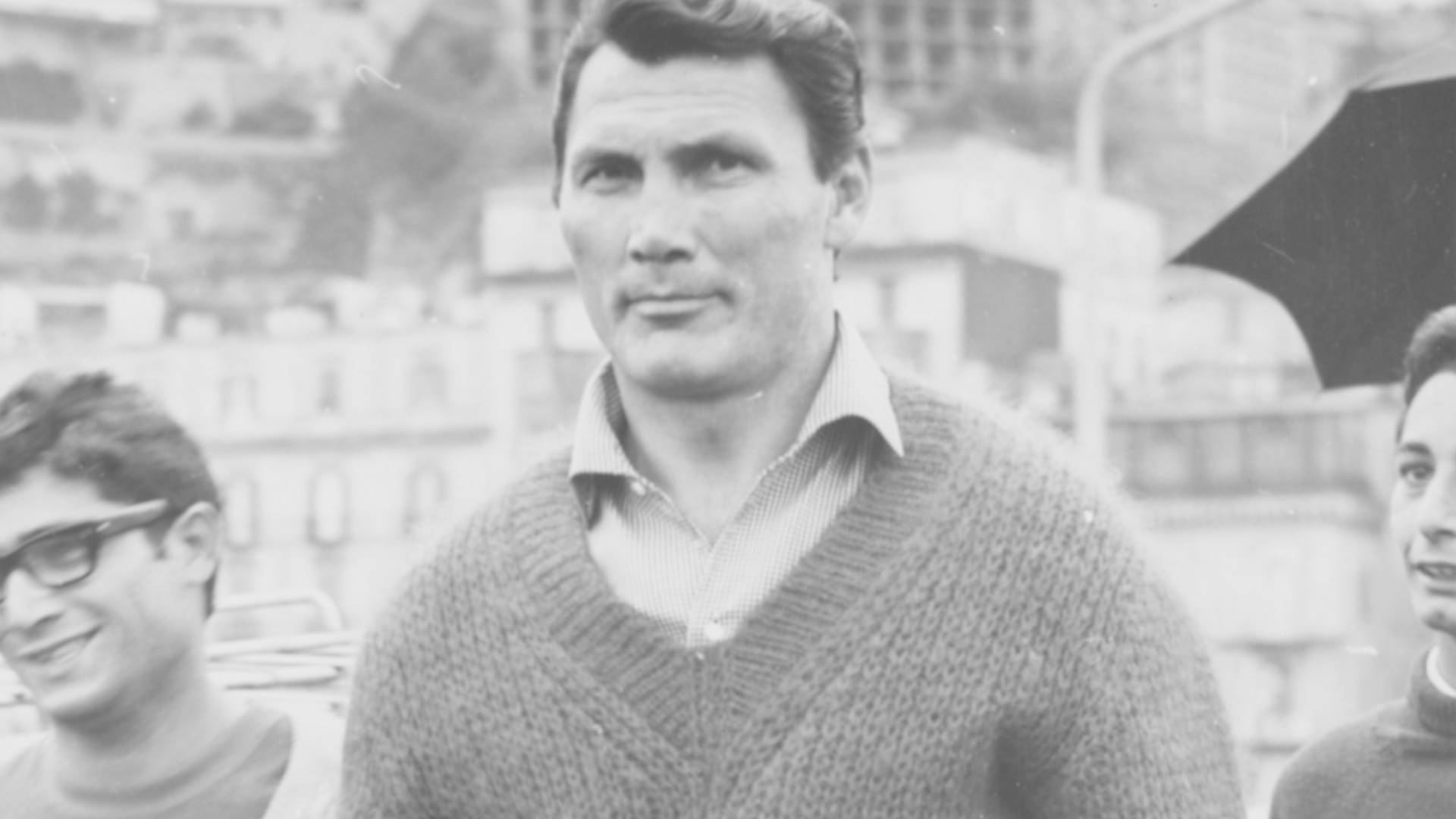 Jack Palance, 60s actor, black and white photo, Full HD Desktop Wallpaper