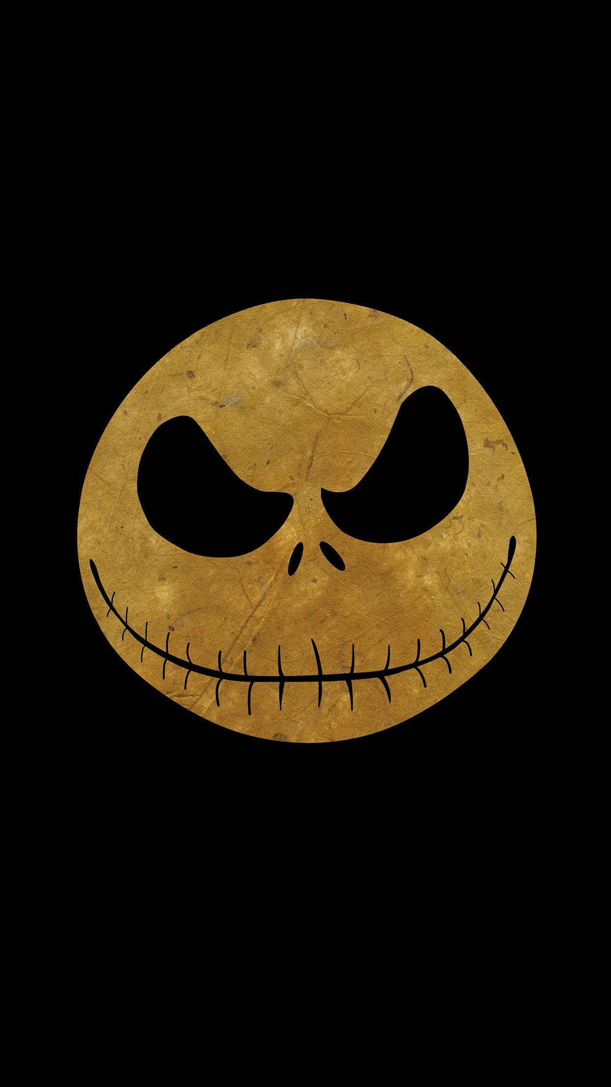 Jack Skellington, gold aesthetic, stitched smiley face, Full HD Phone Wallpaper