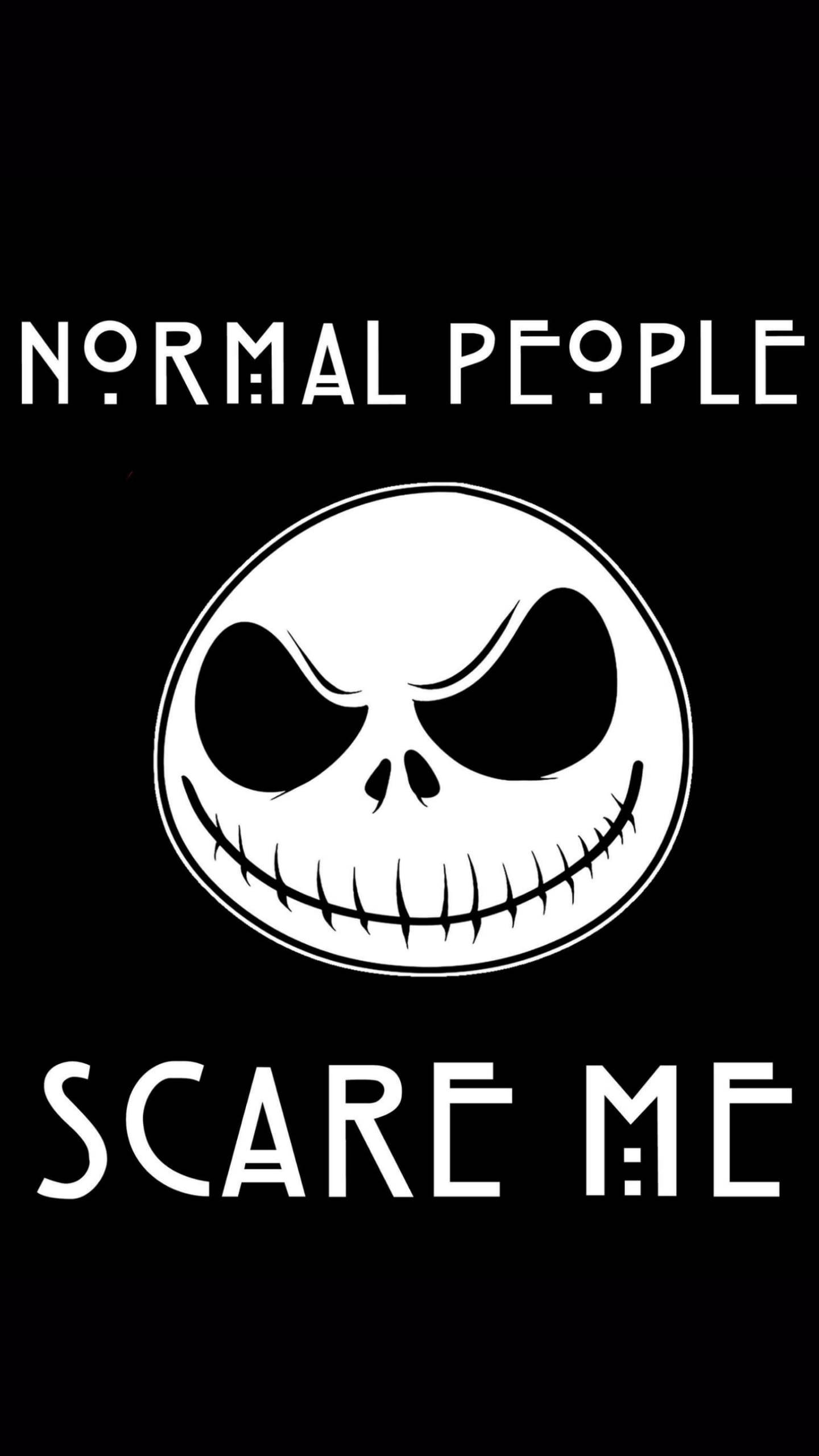 Jack Skellington, white stitched skull, NORMAL PEOPLE SCARE ME, 2K Phone Wallpaper