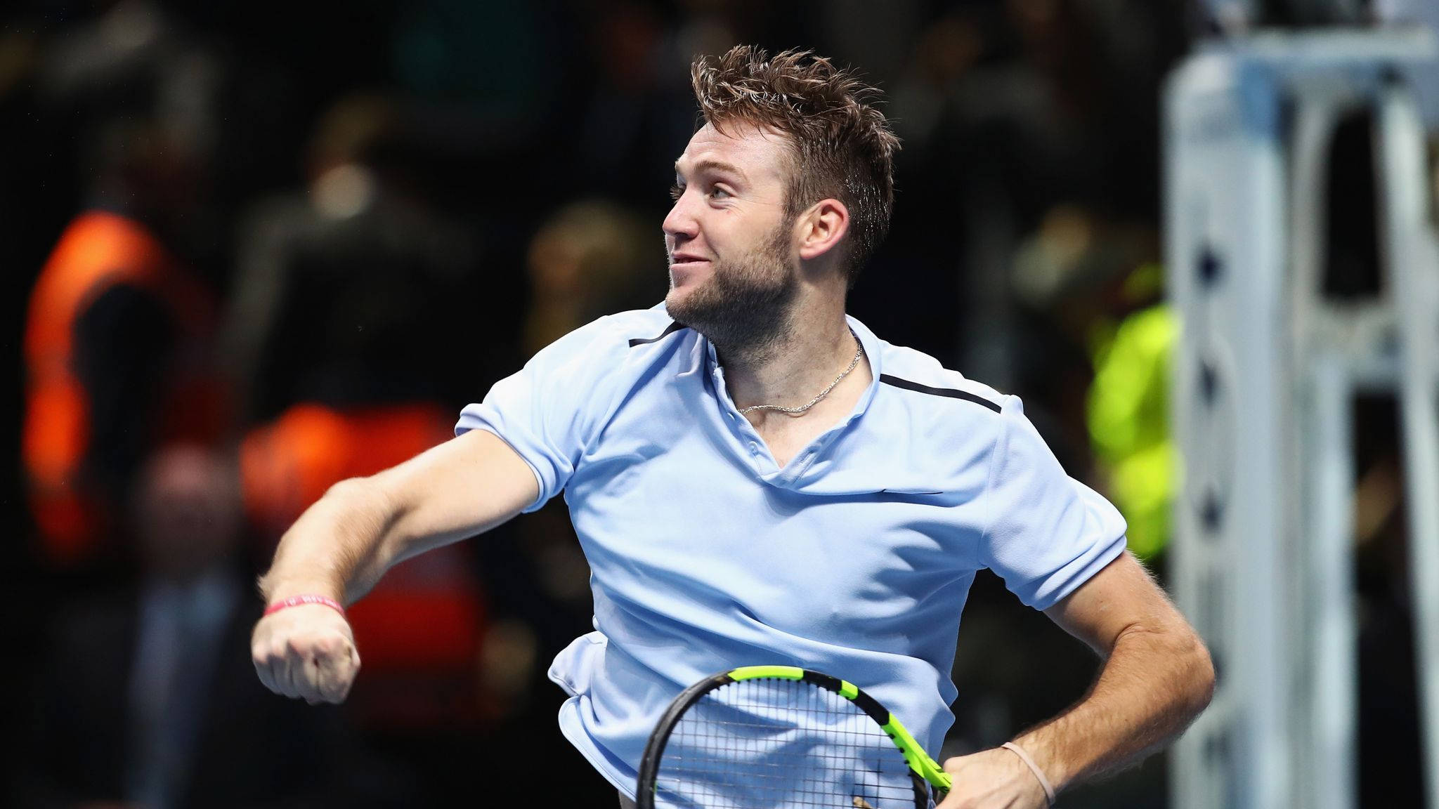 Jack Sock, light blue shirt, indoor match, Full HD Desktop Wallpaper