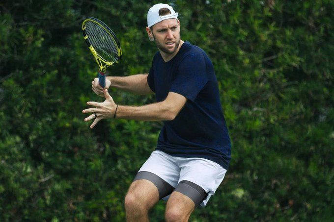 Jack Sock, tennis player, mid-swing, SD Desktop Wallpaper