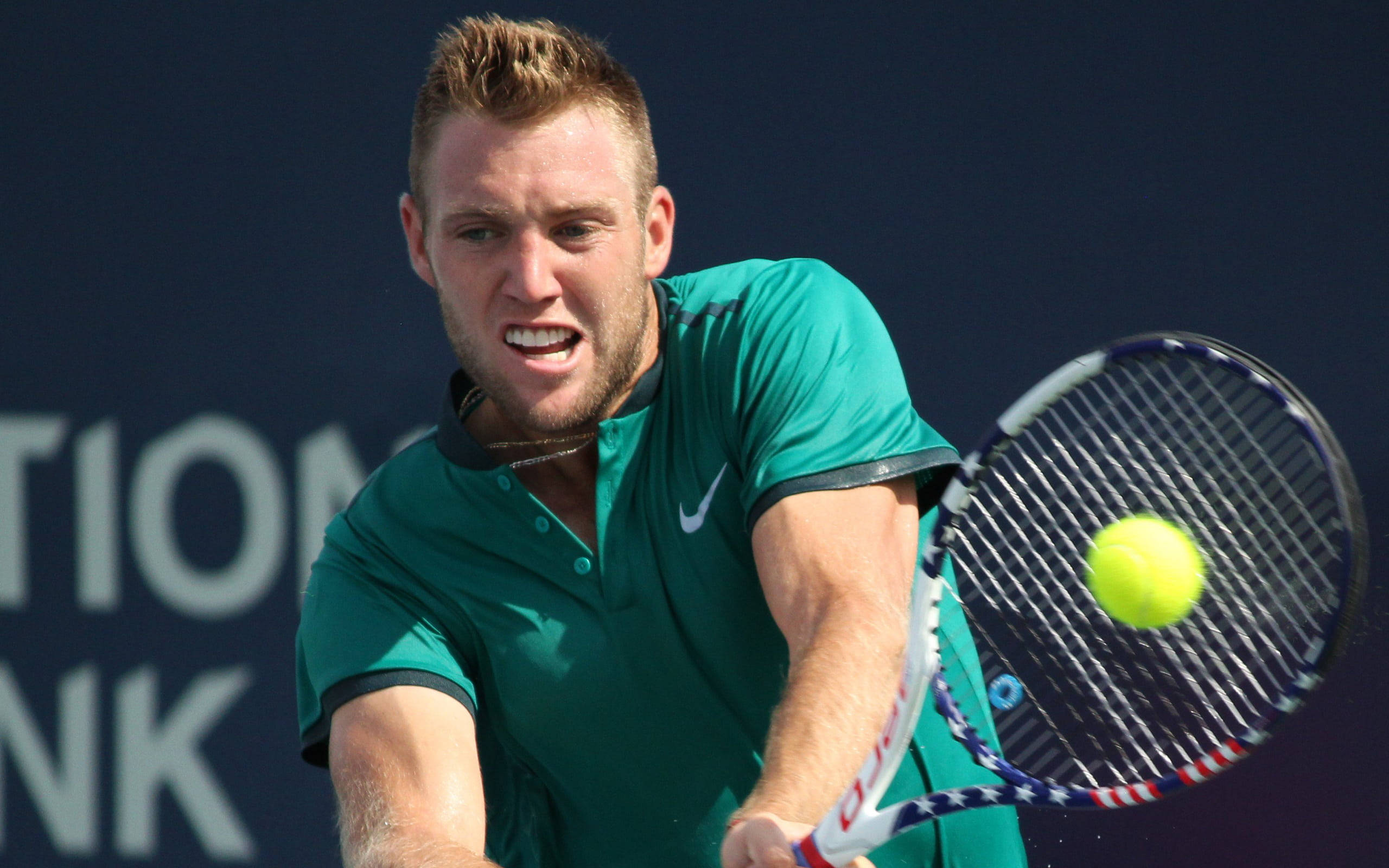 Jack Sock, teal shirt, bright yellow tennis ball, 2K Desktop Wallpaper