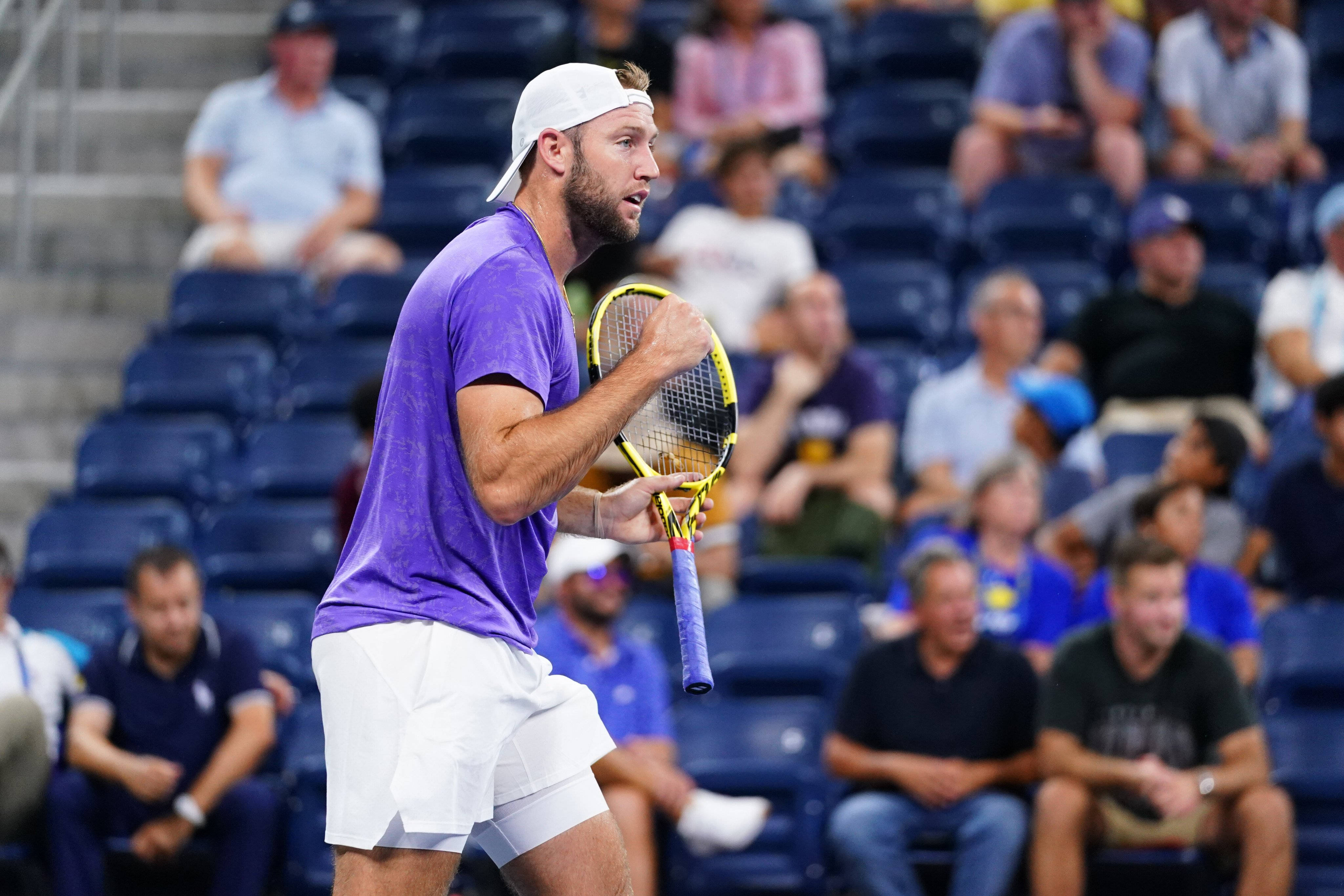 Jack Sock, purple shirt, white shorts, 4K Desktop Wallpaper