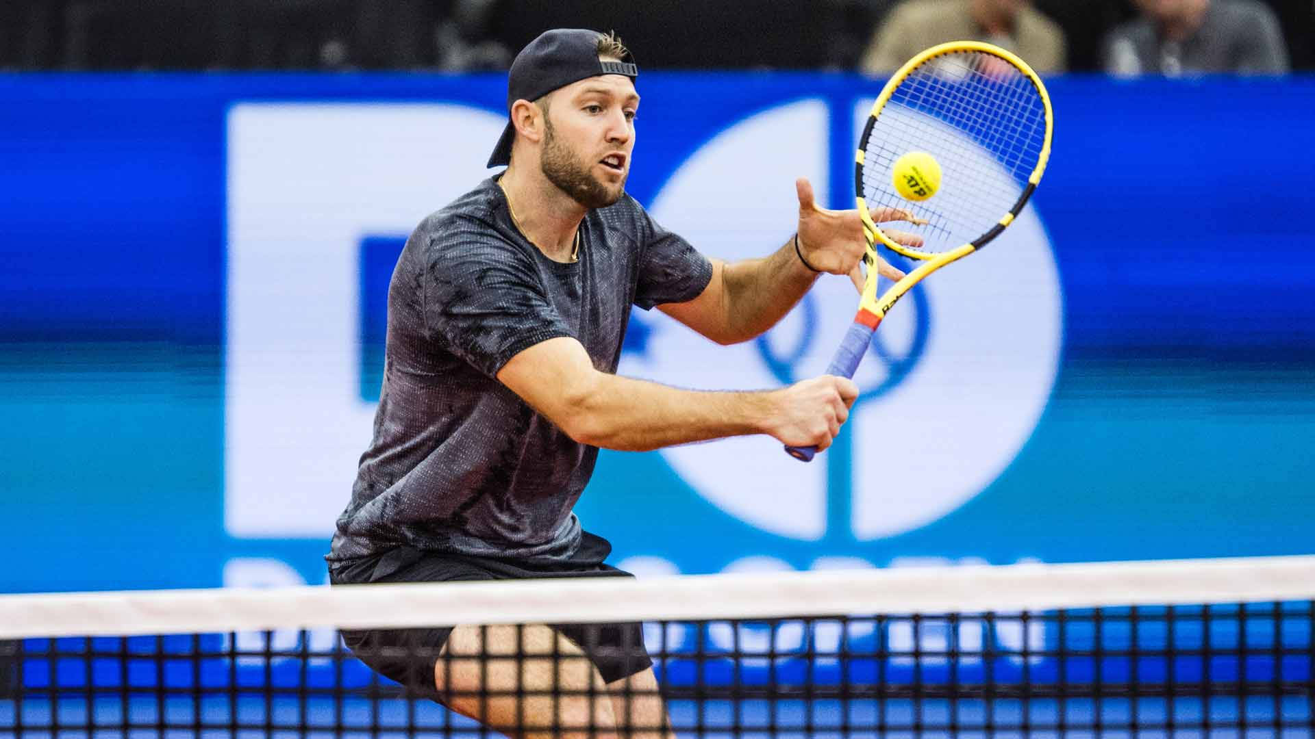 Jack Sock, yellow ball, yellow racket, Full HD Desktop Wallpaper