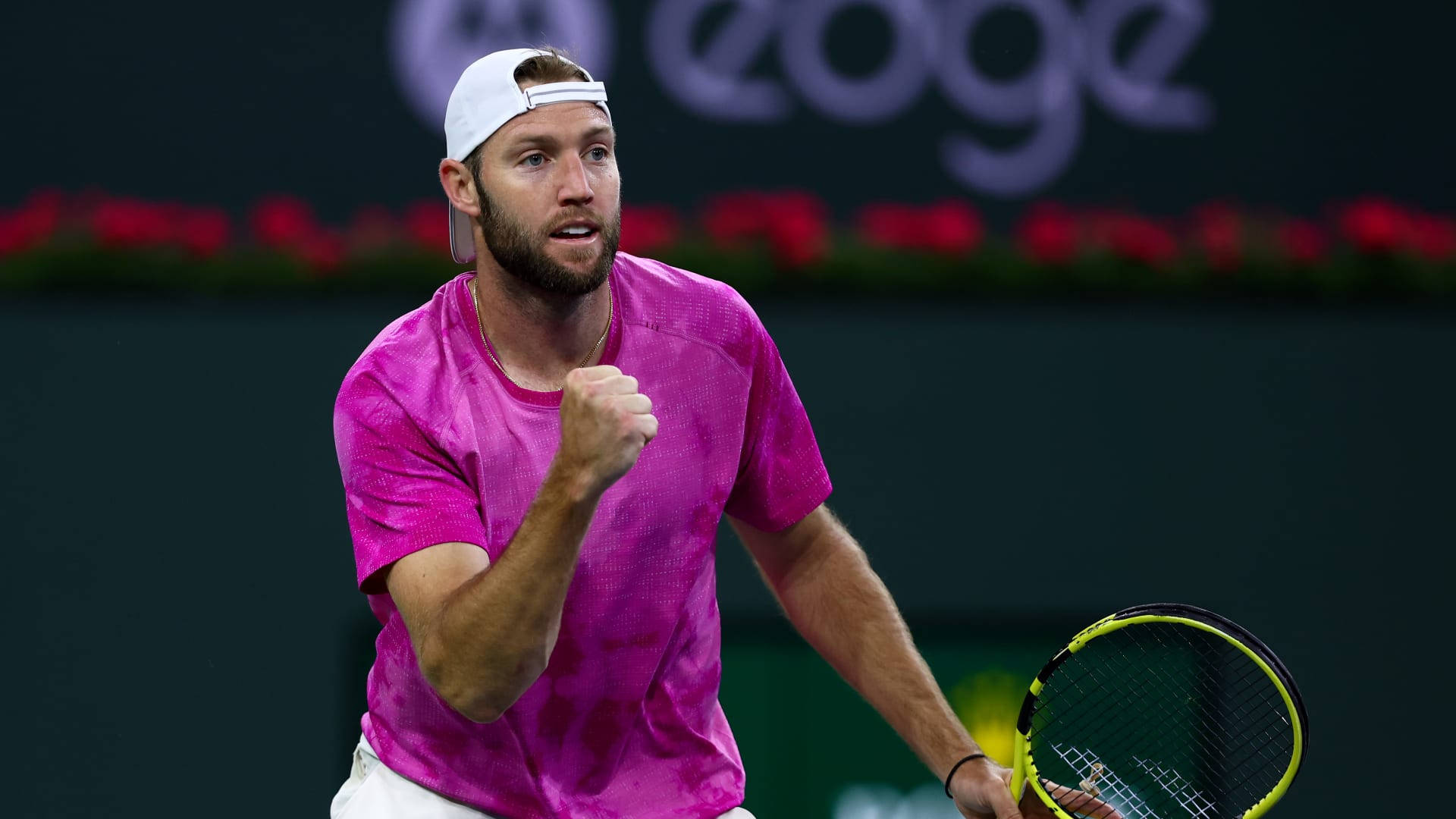 Jack Sock, pink shirt, white cap, Full HD Desktop Wallpaper