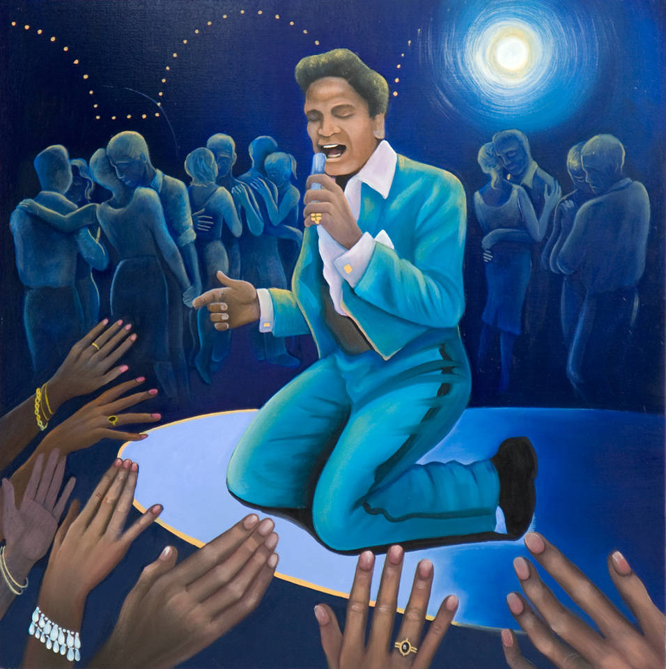 Jackie Wilson, teal suit, stage, SD Phone Wallpaper