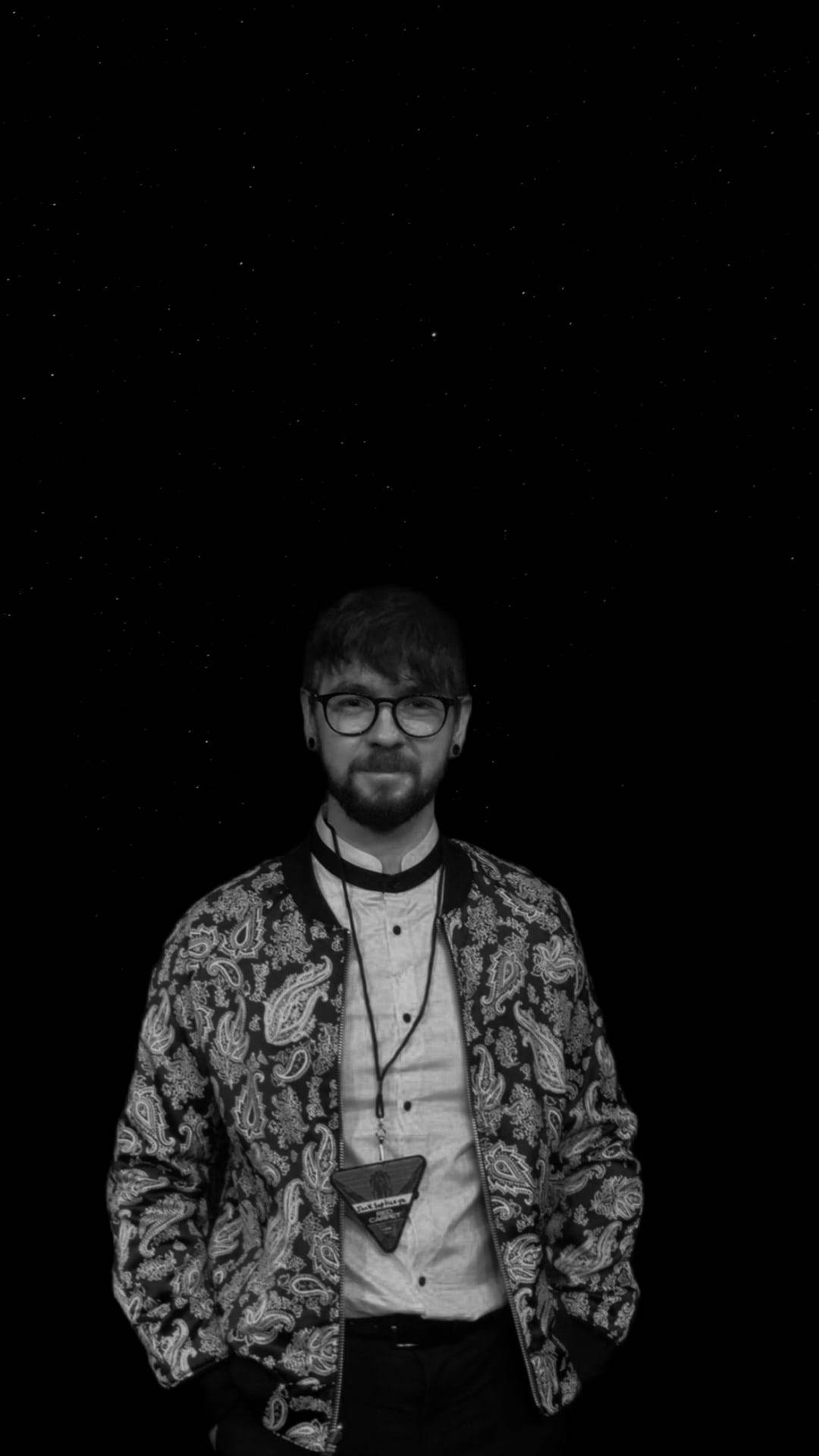 Jacksepticeye, starry night sky, black and white, HD Phone Wallpaper