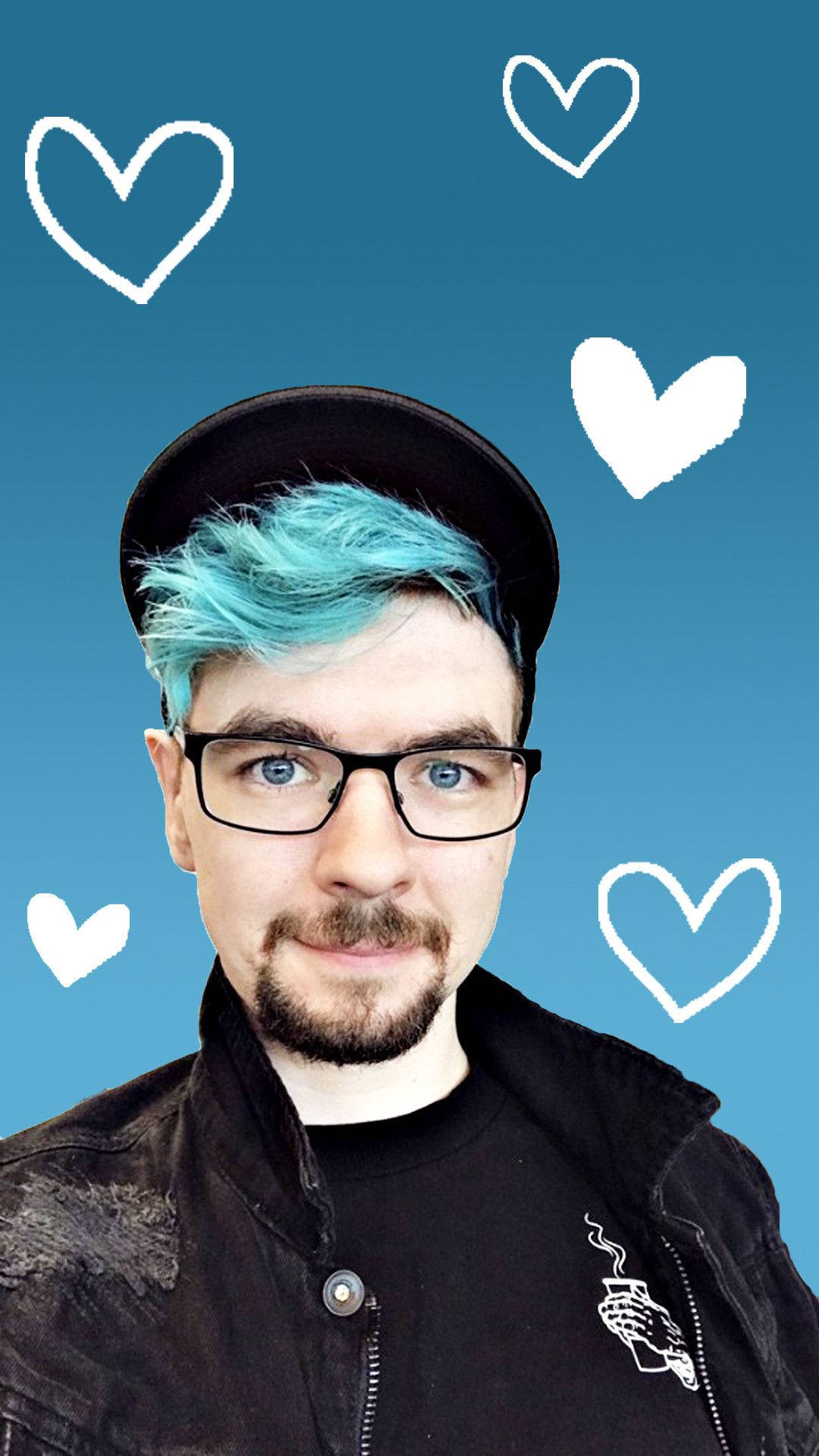 Jacksepticeye, turquoise hair, glasses, Full HD Phone Wallpaper