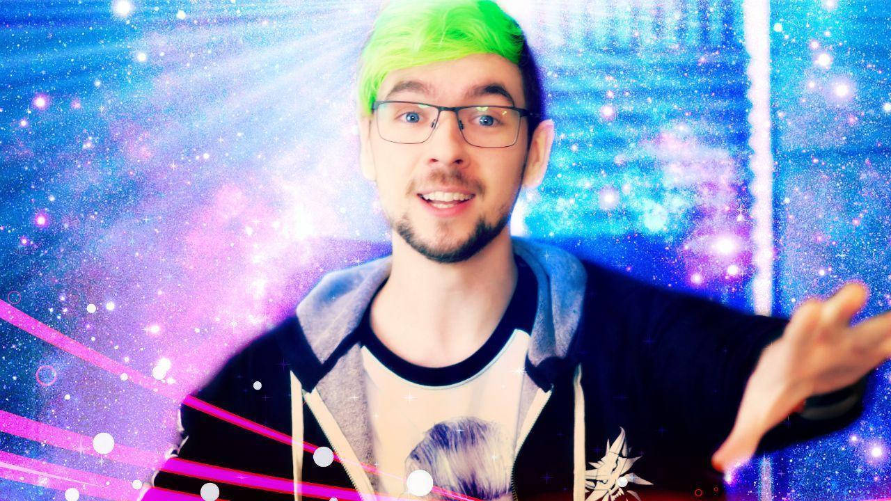 Jacksepticeye, galaxy, bright green hair, HD Desktop Wallpaper