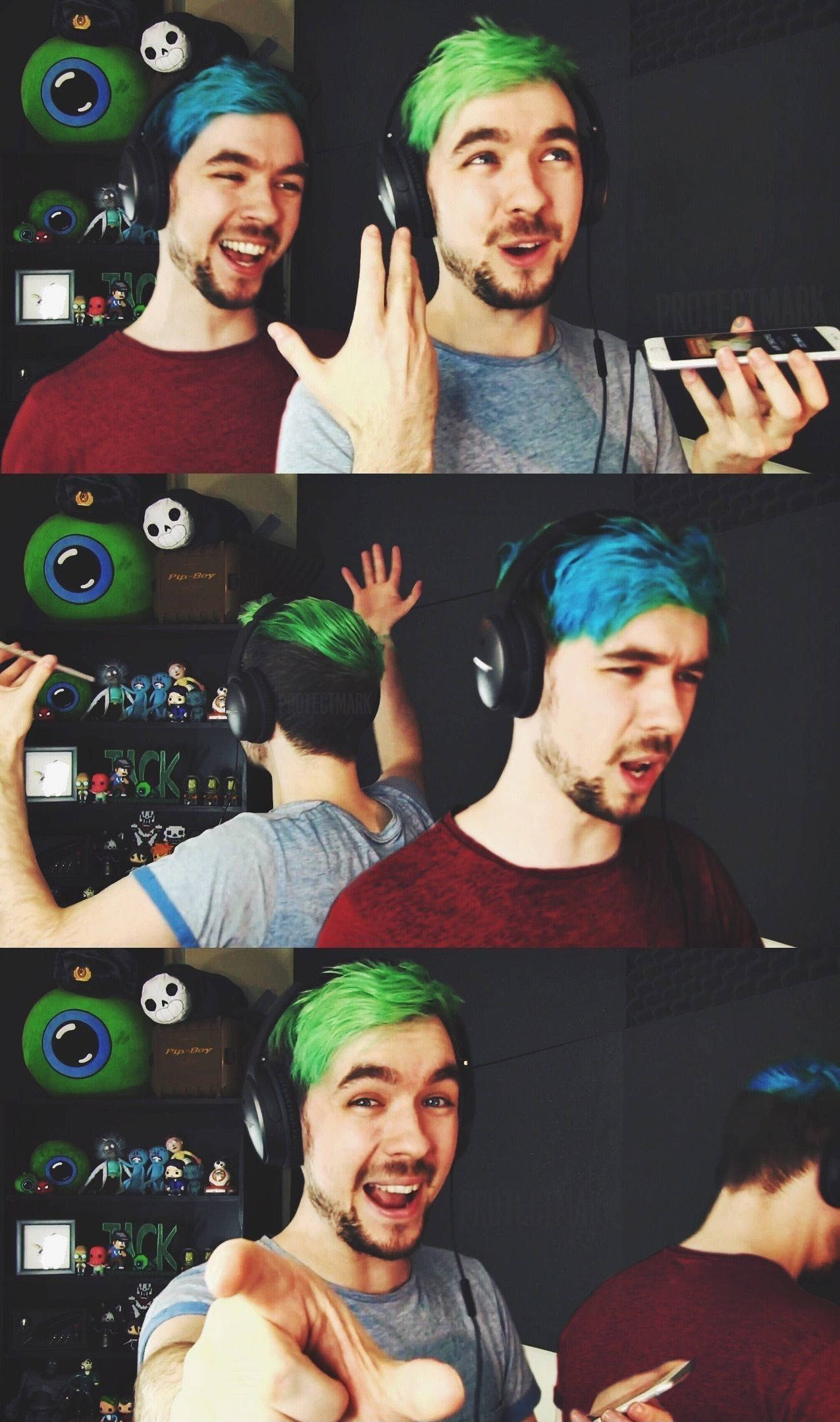 Jacksepticeye, vibrant green and blue hair, gaming, Full HD Phone Wallpaper