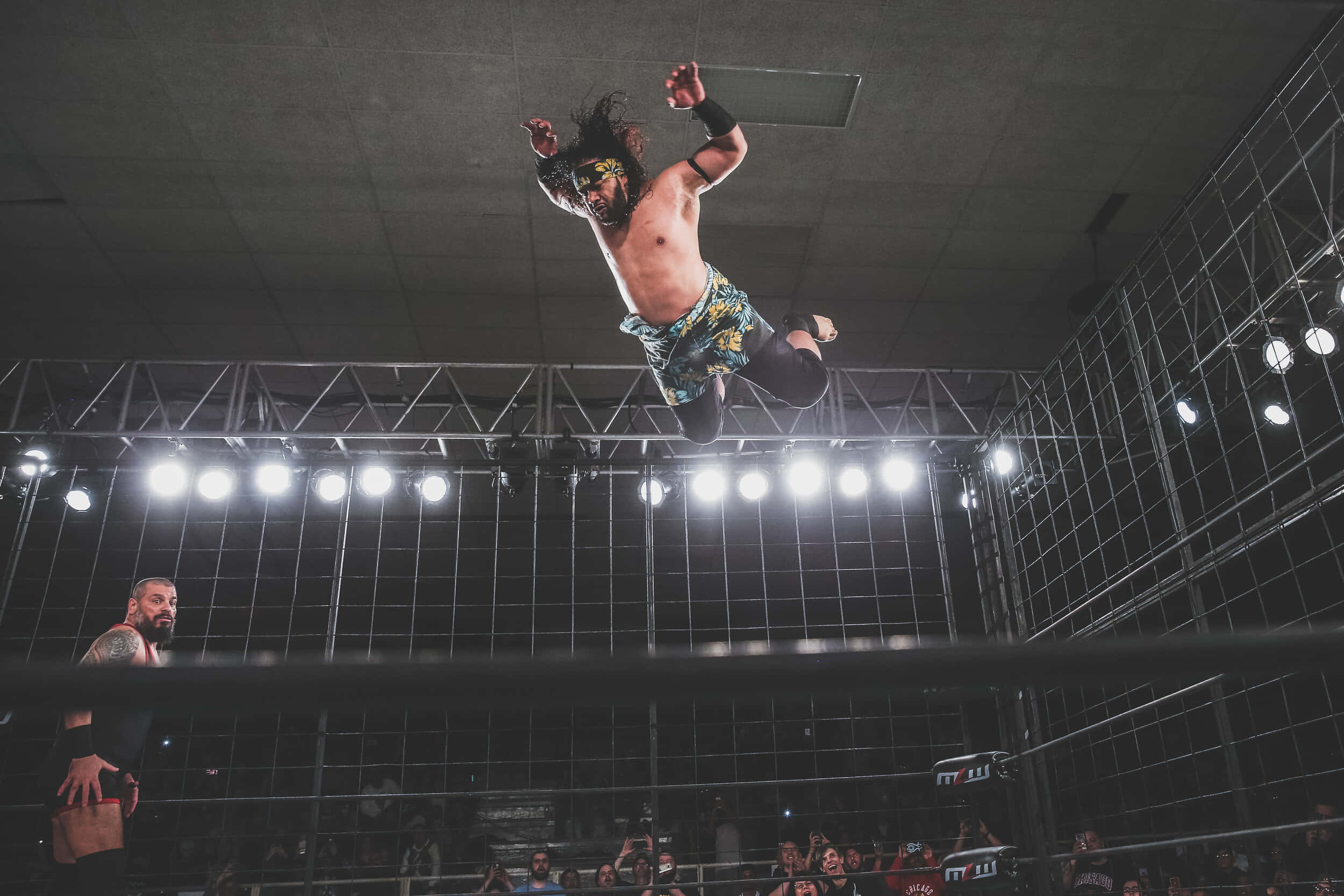 Jacob Fatu, frog splash, wrestling ring, Full HD Desktop Wallpaper