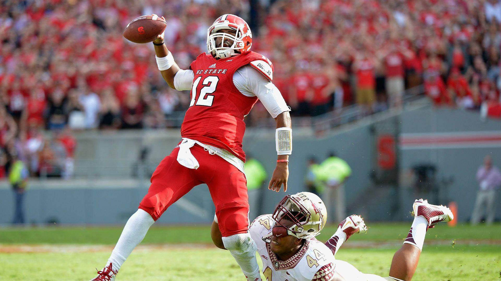 Jacoby Brissett, red uniform, white defender, Full HD Desktop Wallpaper