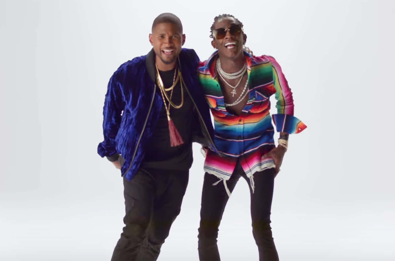 Jacquees, blue velvet jacket, colorful striped shirt, HD Desktop Wallpaper
