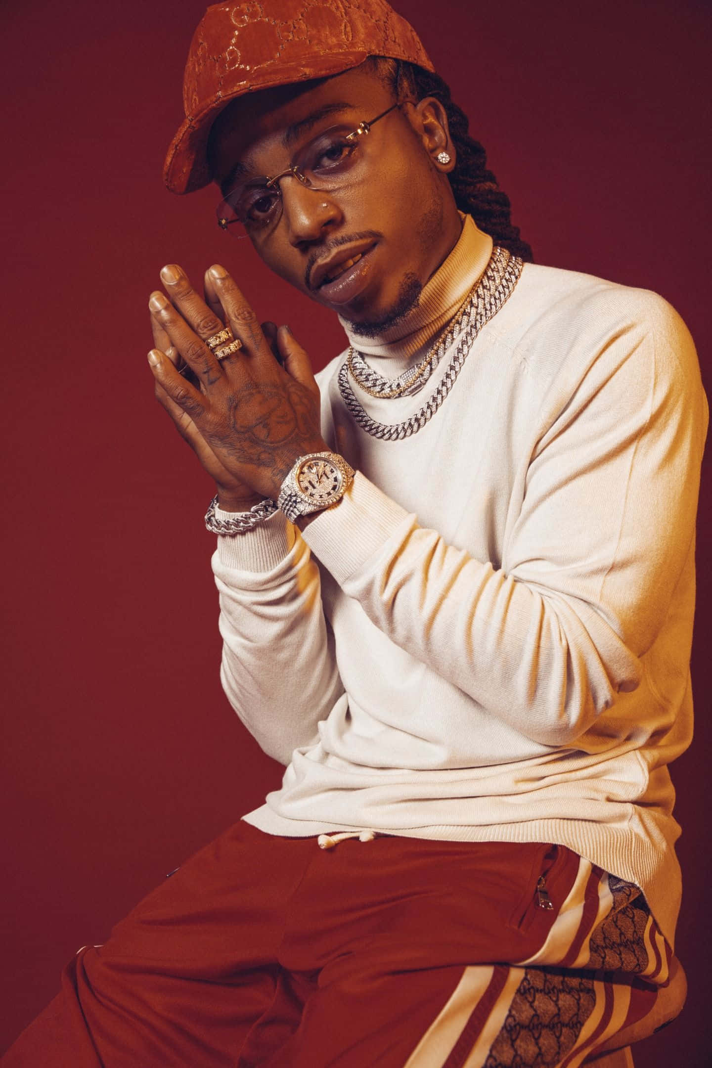 Jacquees, red cap, white sweater, Full HD Phone Wallpaper