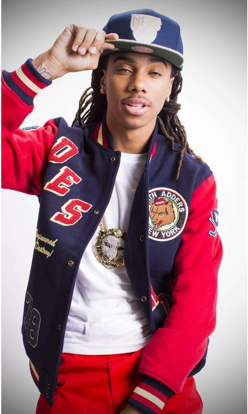 Jacquees, dreadlocks, red and navy varsity jacket, HD Phone Wallpaper