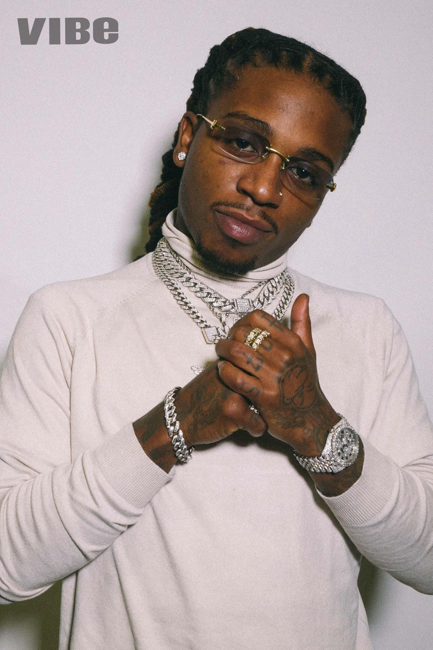 Jacquees, braided hair, gold-rimmed glasses, Full HD Phone Wallpaper